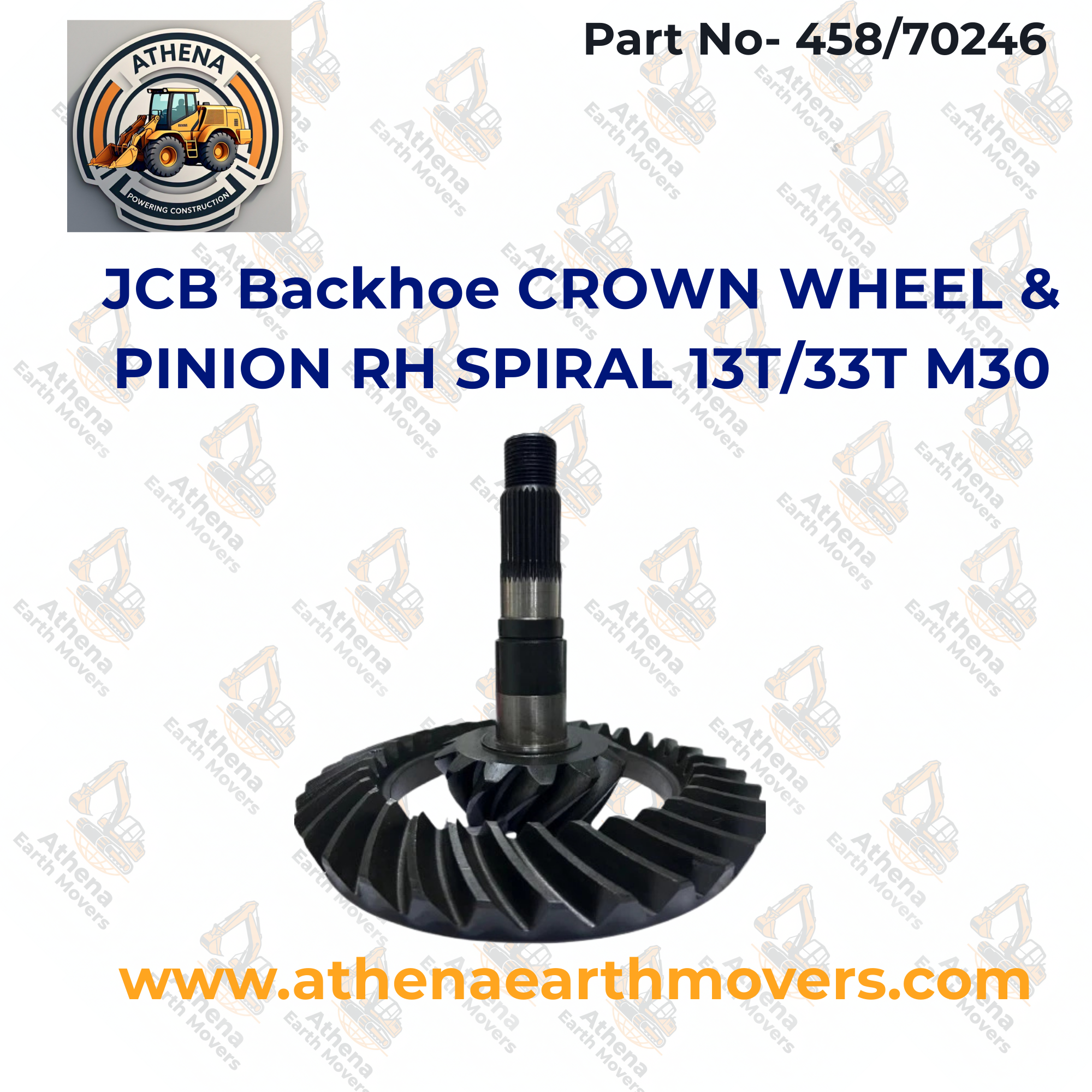 JCB Backhoe CROWN WHEEL & PINION RH SPIRAL 13T/33T M30 (PART NO. 458/70246)
