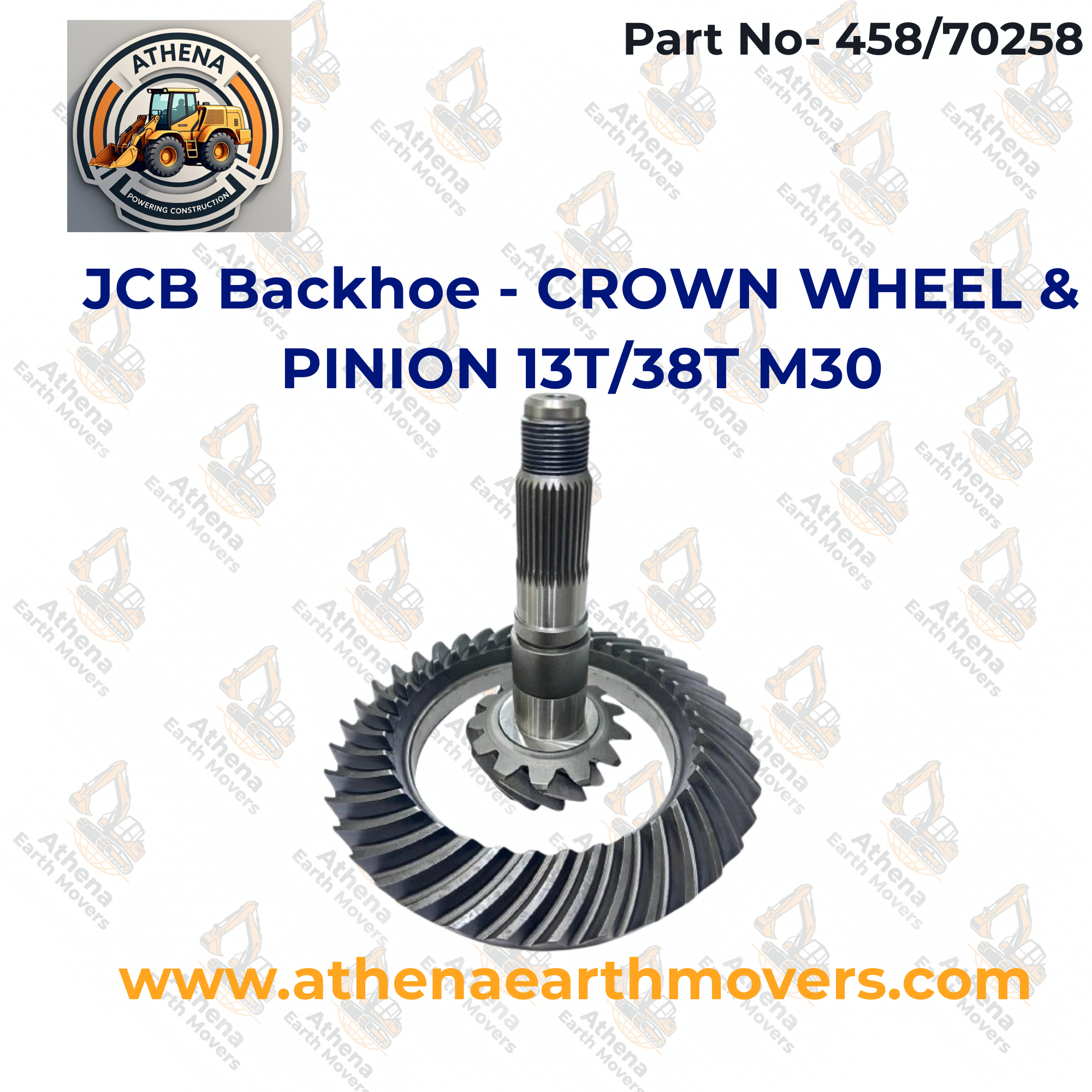 JCB Backhoe - CROWN WHEEL & PINION 13T/38T M30 (PART NO. 458/70258)