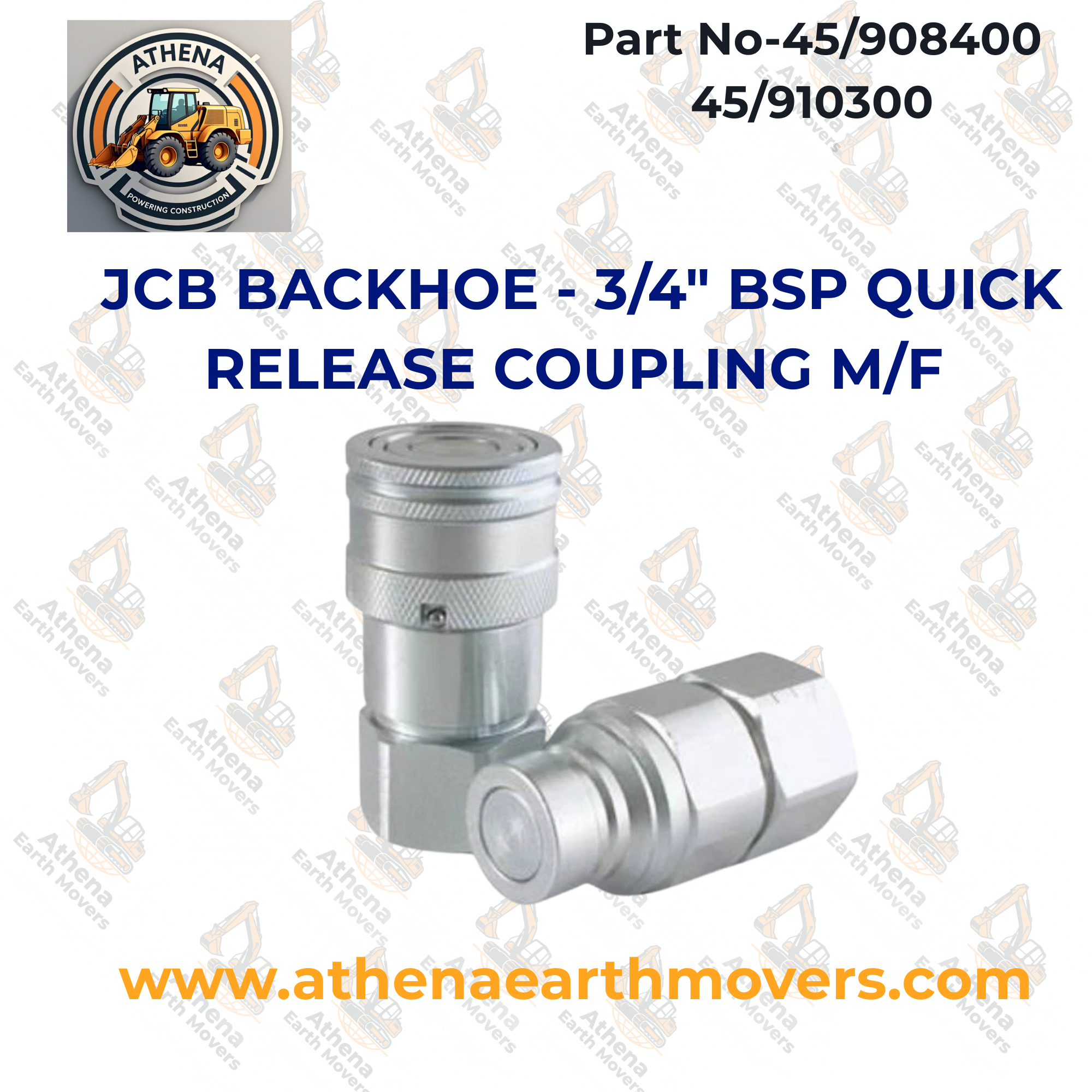JCB BACKHOE - 3/4" BSP QUICK RELEASE COUPLING M/F (PART NO. 45/908400 45/910300)