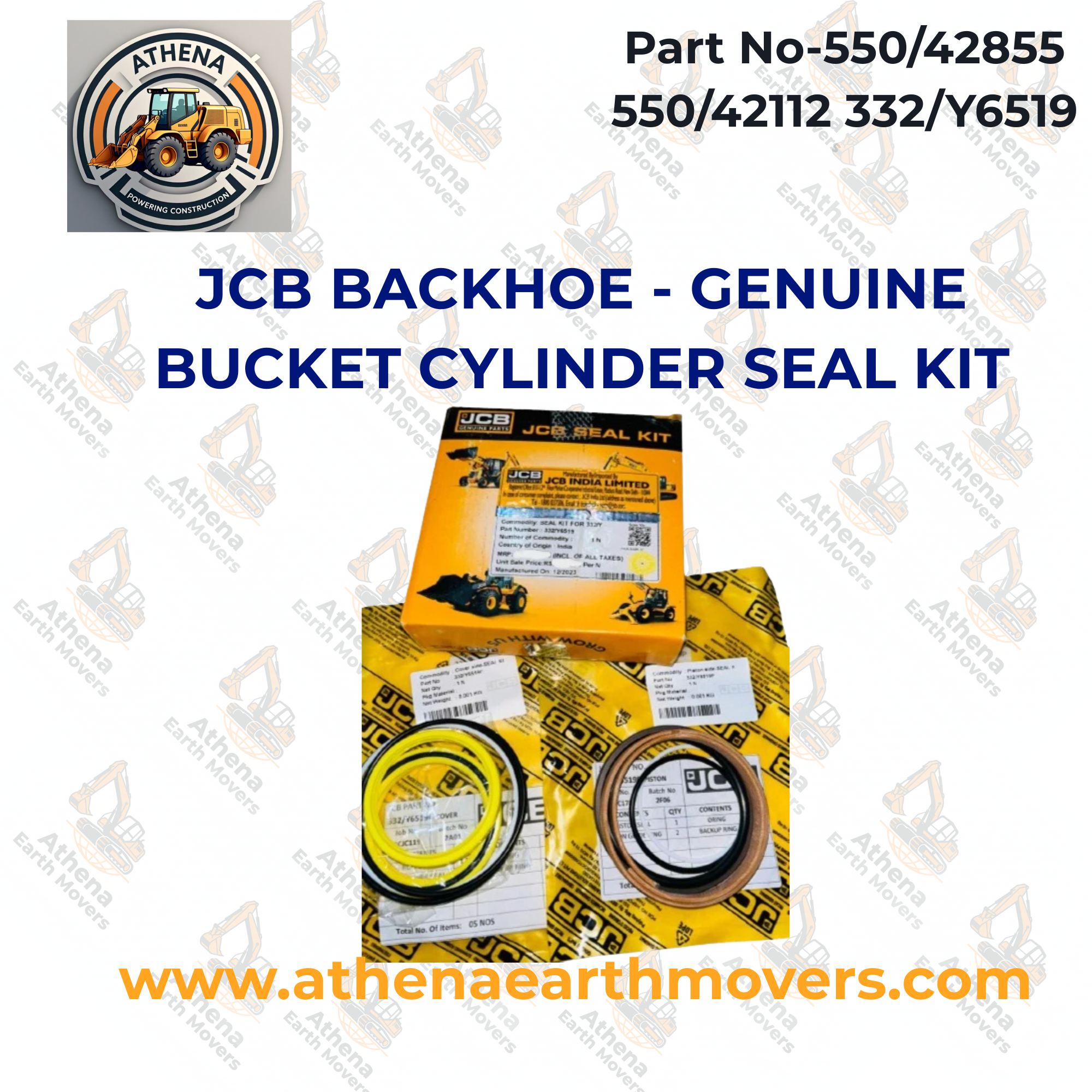JCB BACKHOE - GENUINE BUCKET CYLINDER SEAL KIT -(550/42855 550/42112 332/Y6519)