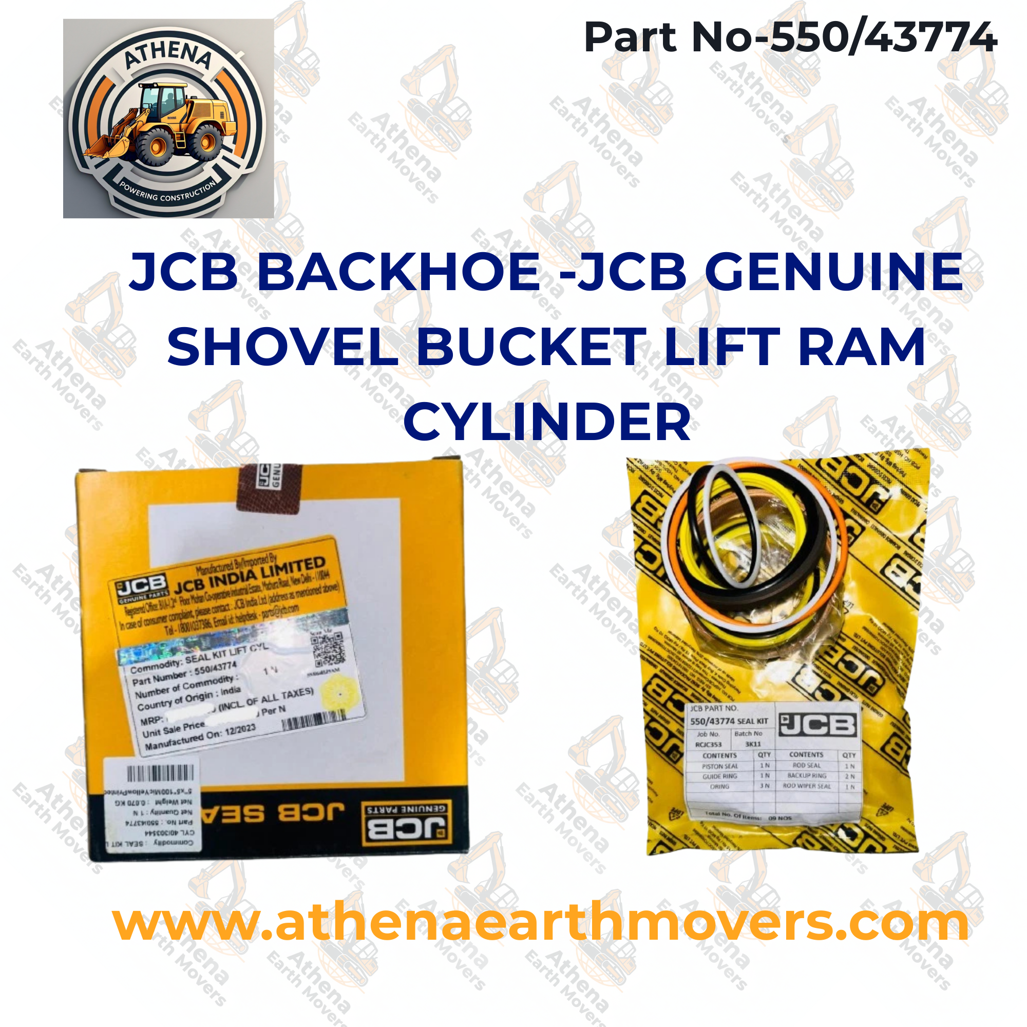 JCB BACKHOE -JCB GENUINE SHOVEL BUCKET LIFT RAM CYLINDER - (PART NO. 550/43774)