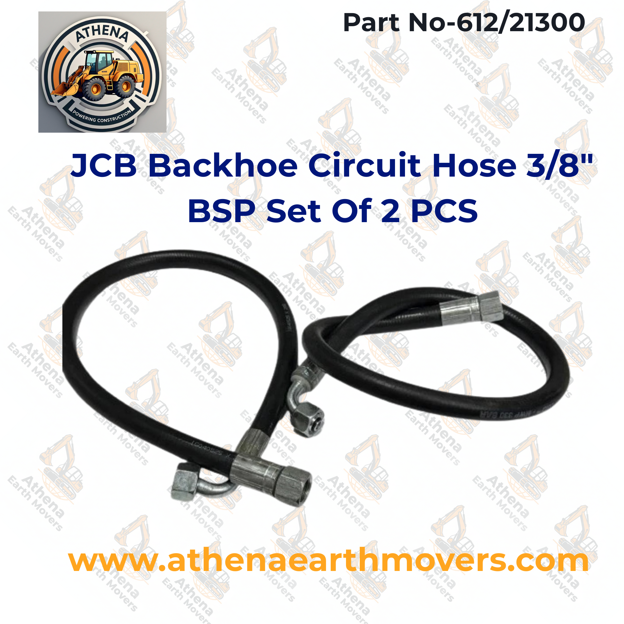 JCB Backhoe Circuit Hose 3/8" BSP Set Of 2 PCS (Part No. 612/21300)