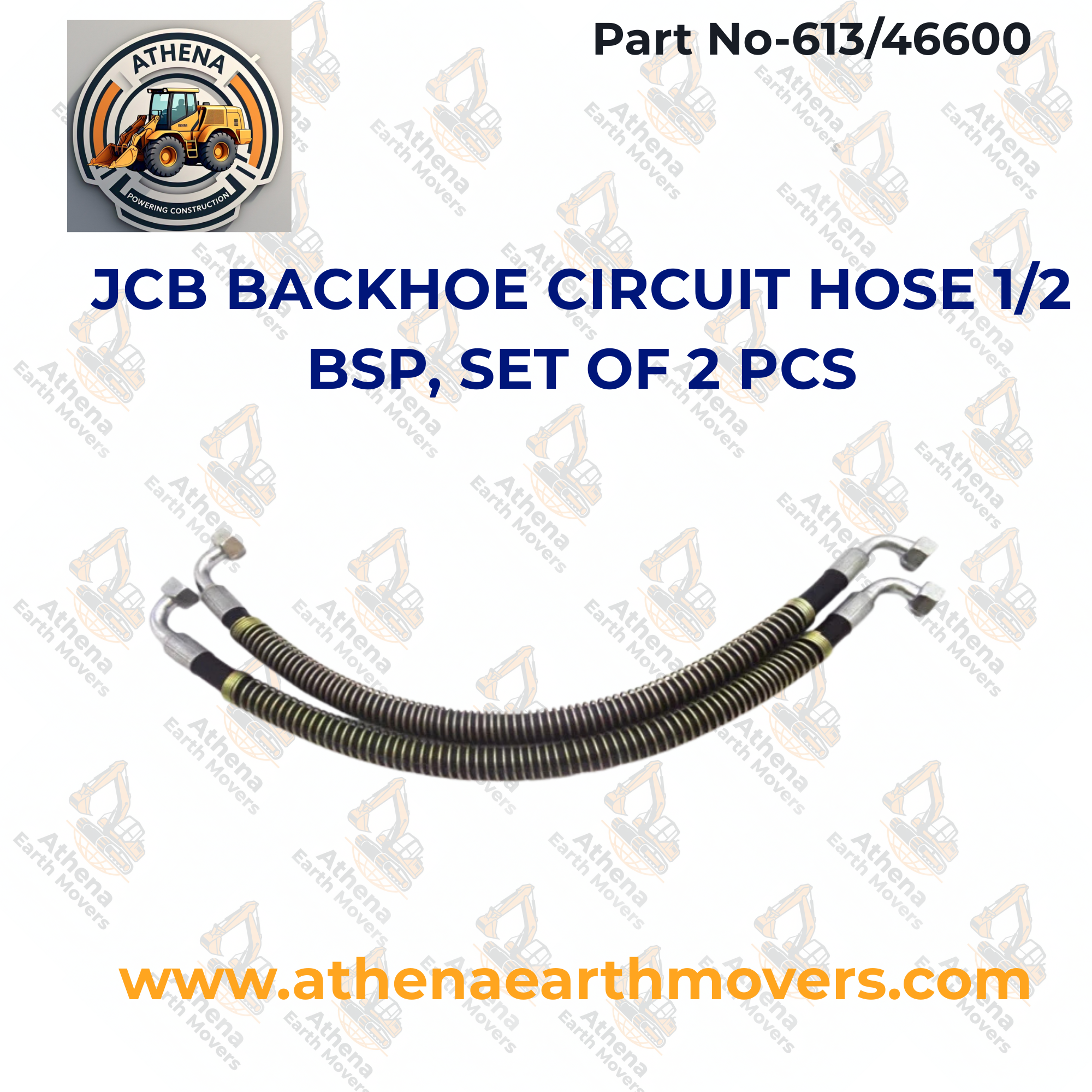 JCB BACKHOE CIRCUIT HOSE 1/2 BSP, SET OF 2 PCS. PART NO - 613/46600