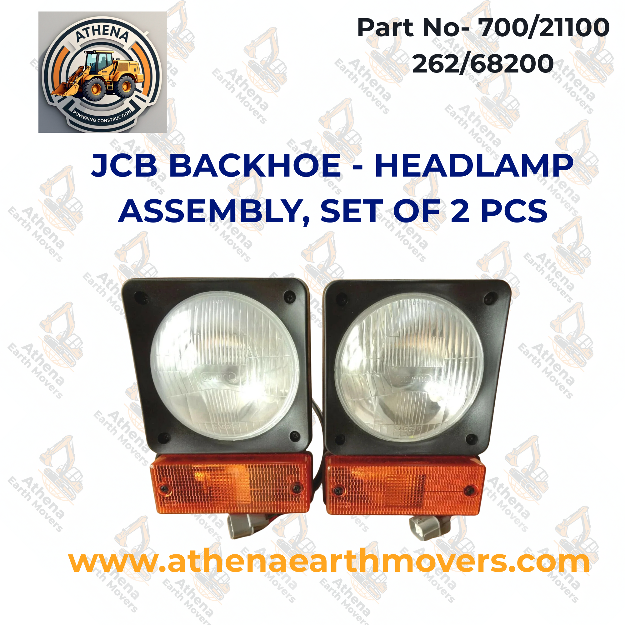 JCB BACKHOE - HEADLAMP ASSEMBLY, SET OF 2 PCS. (PART NO 700/21100 262/68200)