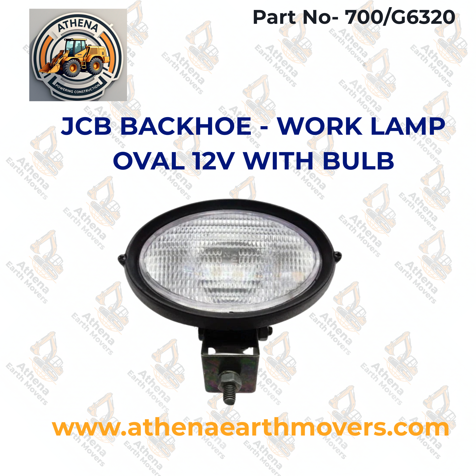 JCB BACKHOE - WORK LAMP OVAL 12V WITH BULB (PART NO. 700/G6320)