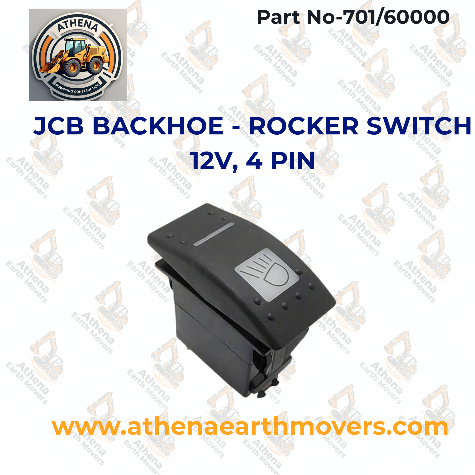 JCB BACKHOE - ROCKER SWITCH 12V, 4 PIN (PART NO. 701/60000)