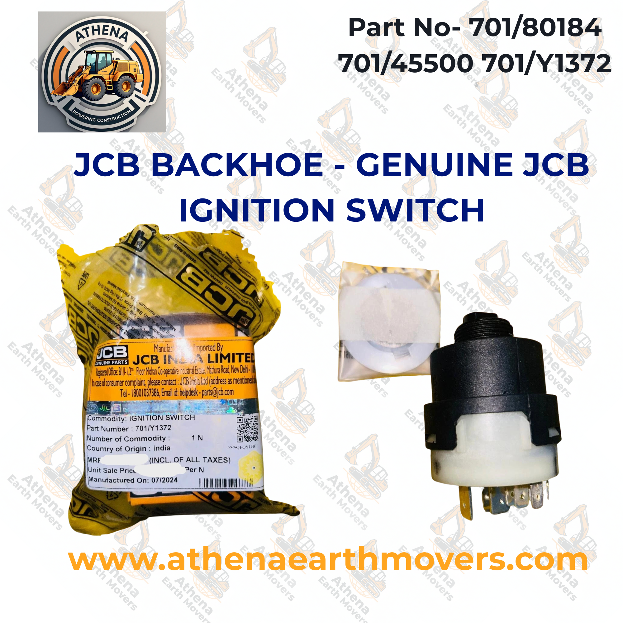 JCB BACKHOE - GENUINE JCB IGNITION SWITCH (PART # 701/80184 701/45500 701/Y1372)