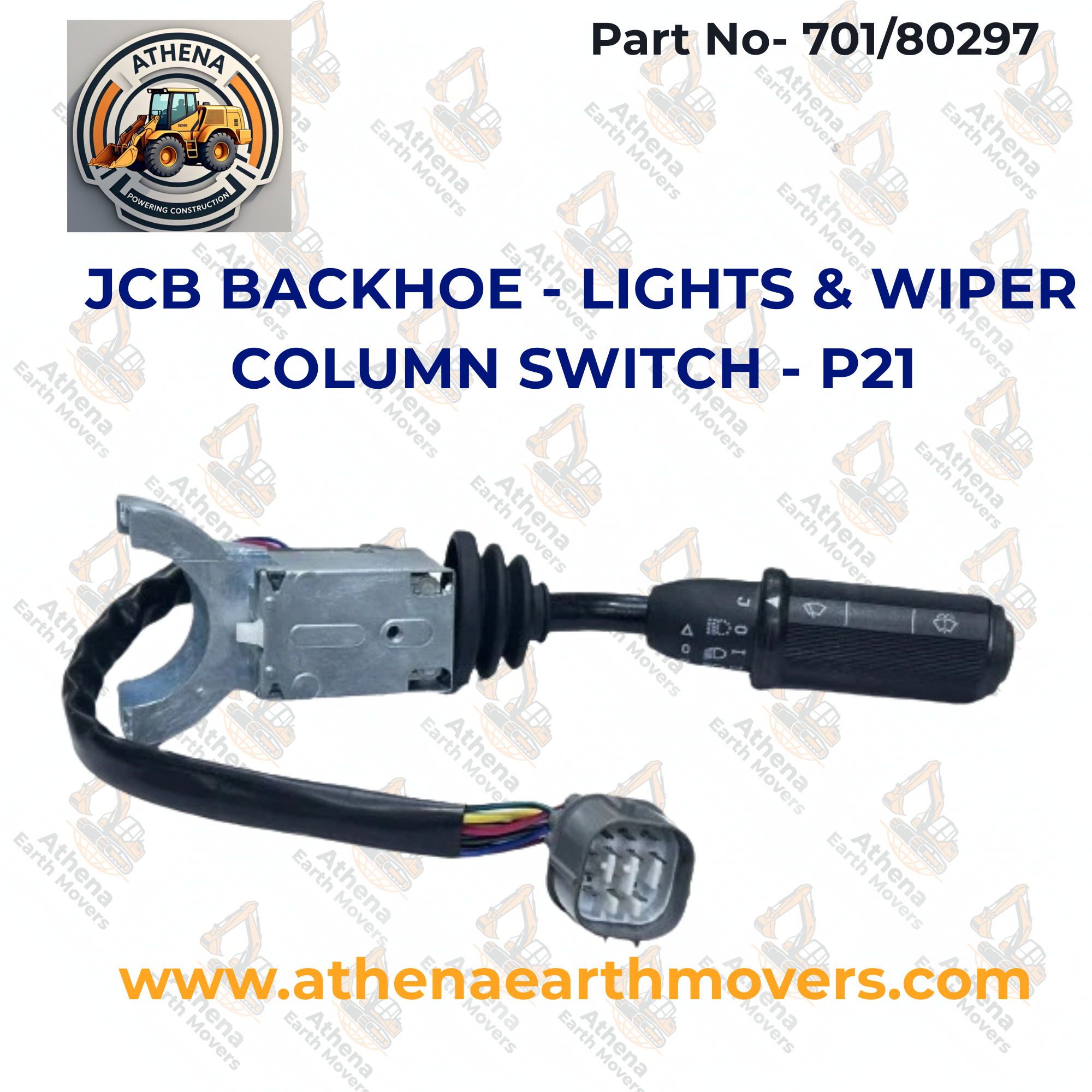 JCB BACKHOE - LIGHTS & WIPER COLUMN SWITCH - P21 (PART NO. 701/80297)