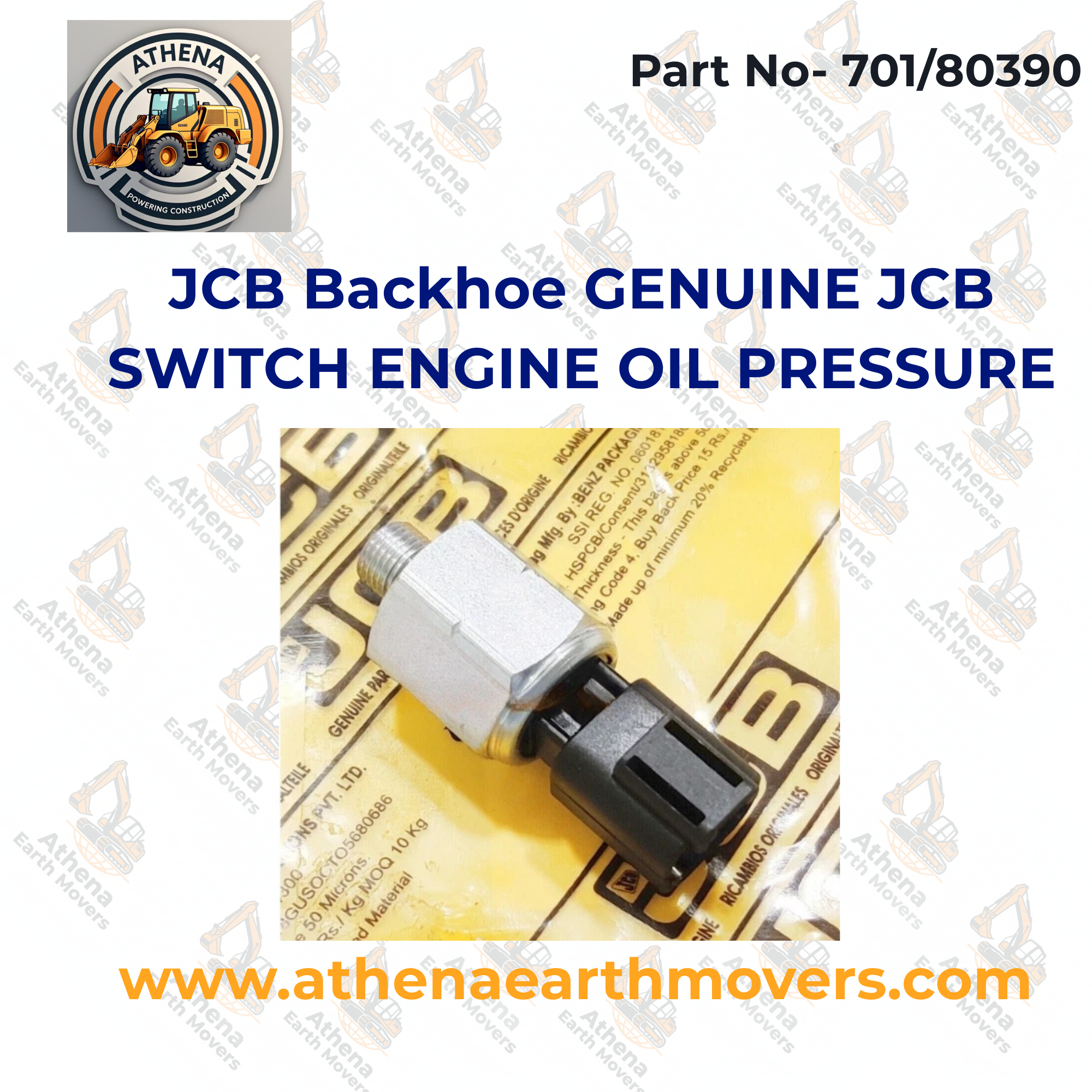 JCB Backhoe GENUINE JCB SWITCH ENGINE OIL PRESSURE (PART NO. 701/80390)