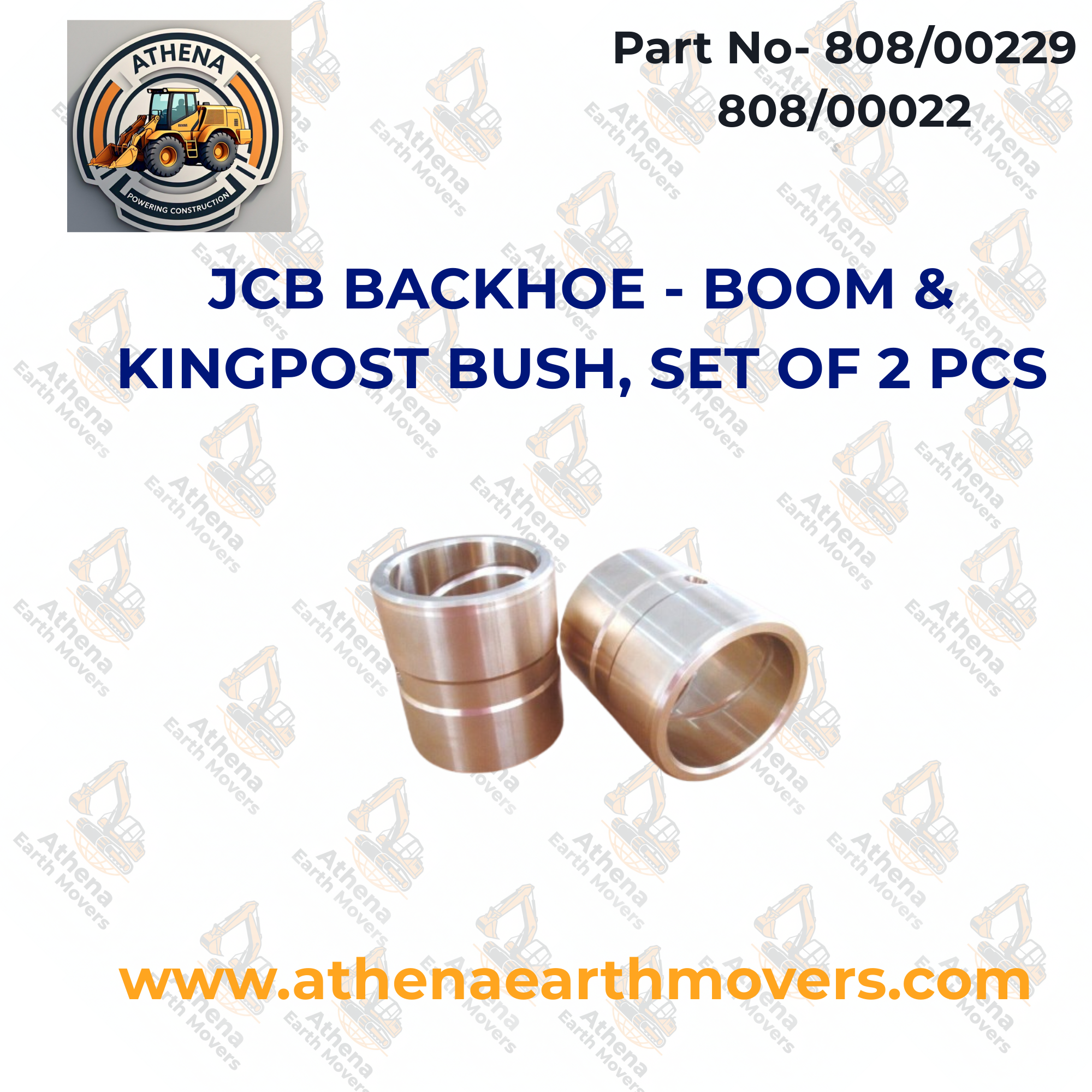 JCB BACKHOE - BOOM & KINGPOST BUSH, SET OF 2 PCS (PART NO. 808/00229 808/00022)