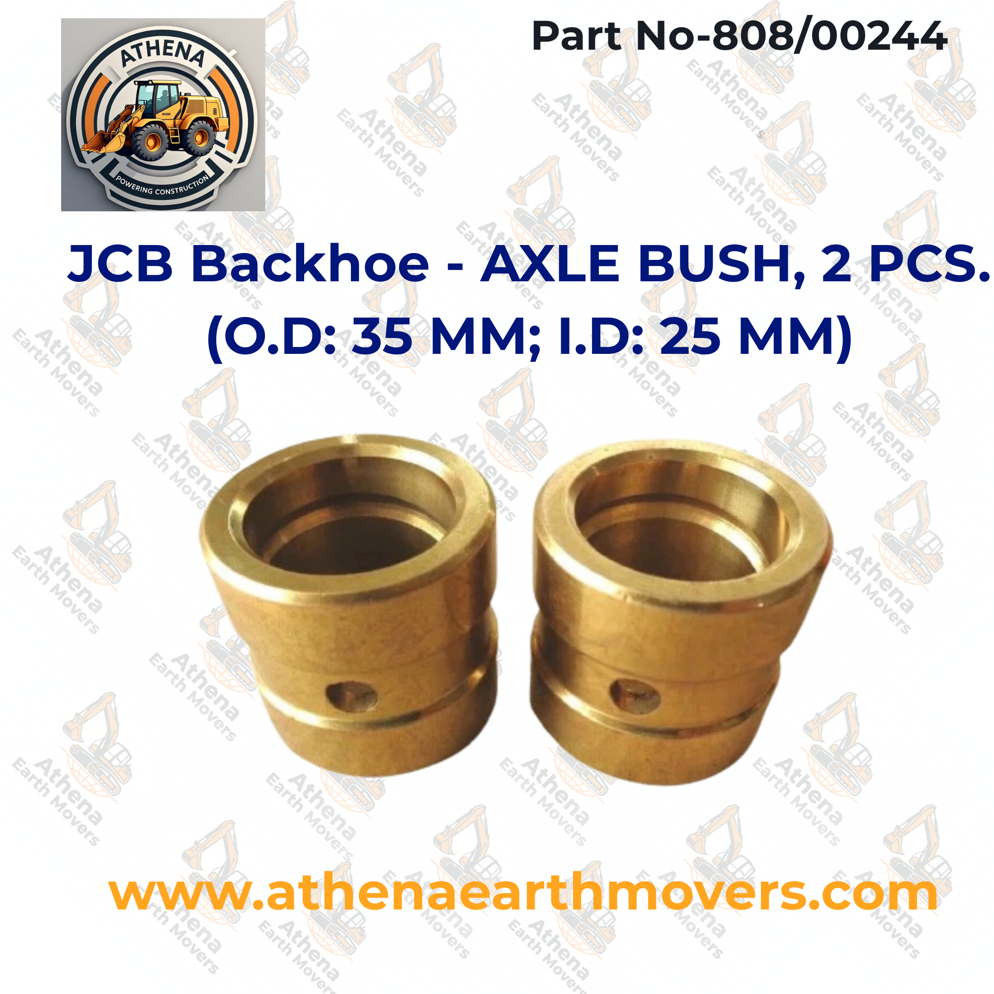 JCB Backhoe - AXLE BUSH, 2 PCS. (O.D: 35 MM; I.D: 25 MM) (PART NO. 808/00244)
