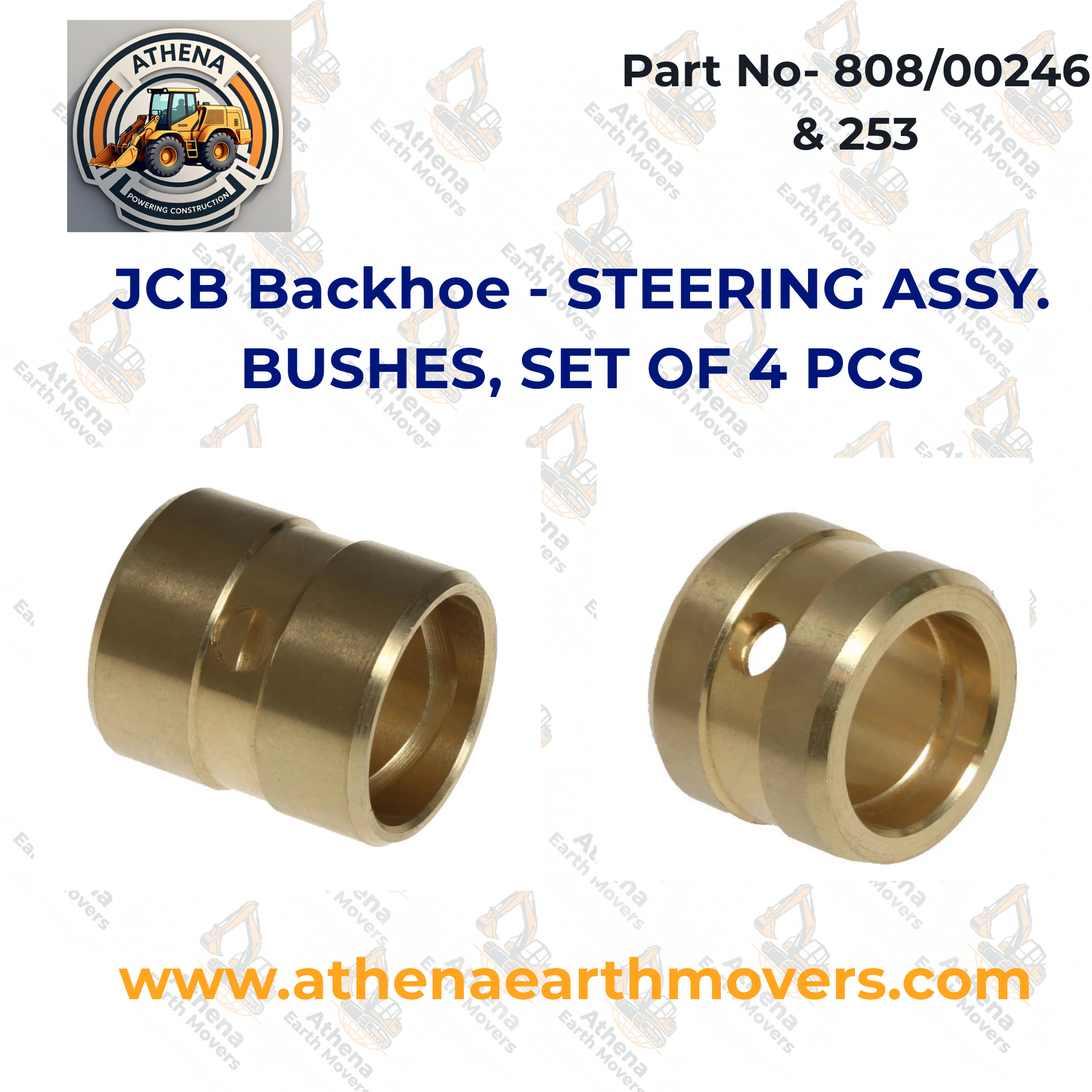 JCB Backhoe - STEERING ASSY. BUSHES, SET OF 4 PCS. (PART NO. 808/00246 & 253)