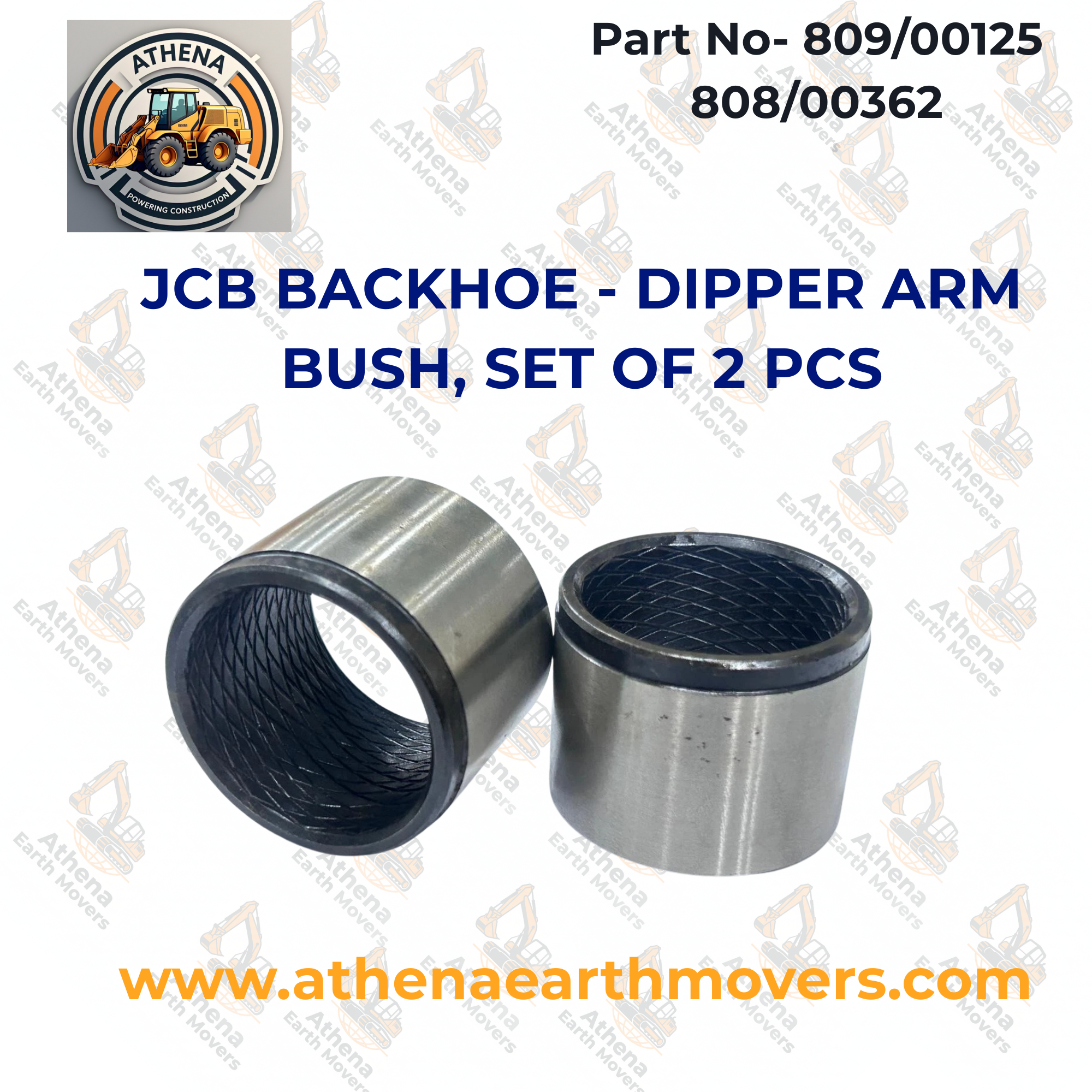 JCB BACKHOE - DIPPER ARM BUSH, SET OF 2 PCS. (PART NO. 809/00125 808/00362)