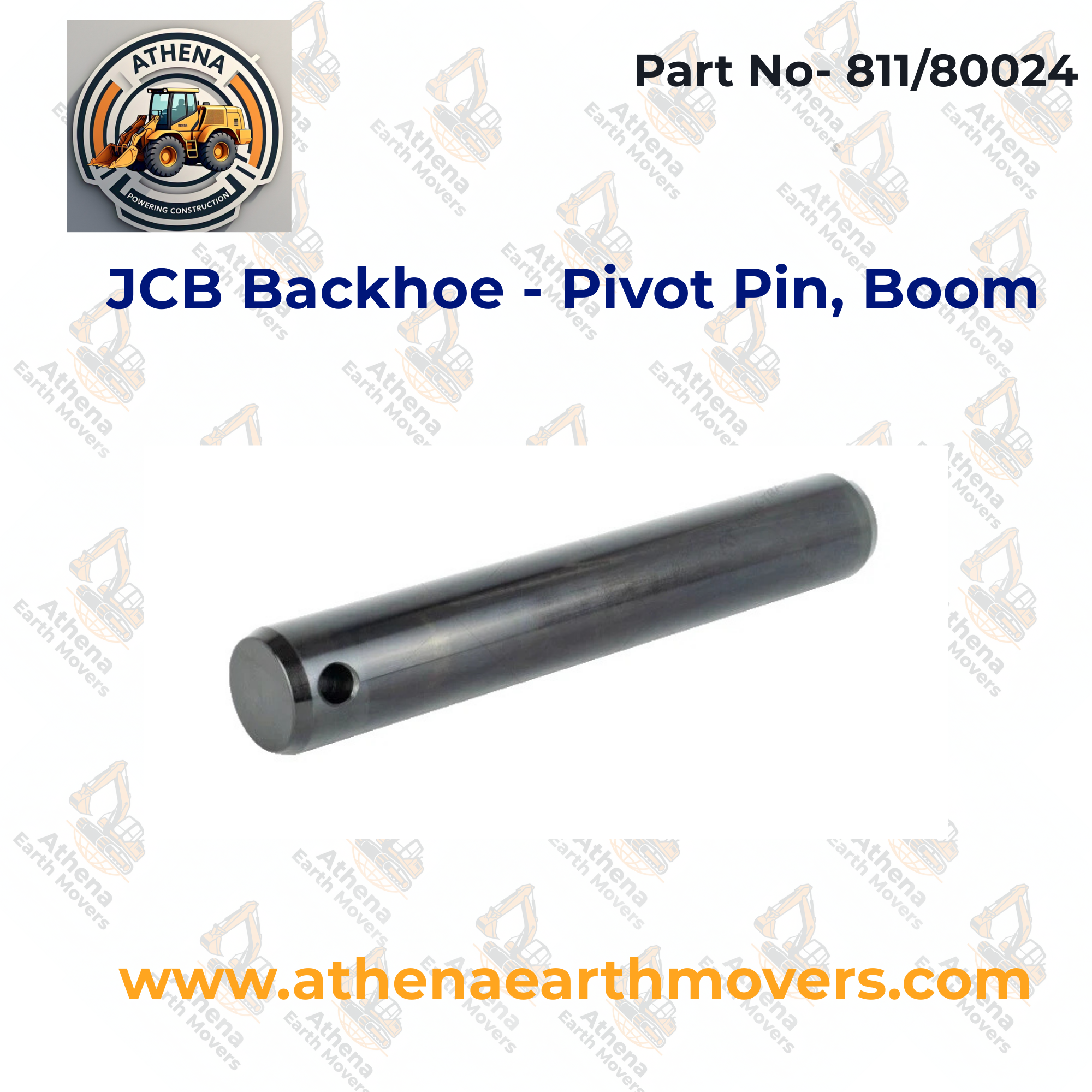 JCB Backhoe part Pivot Pin, Boom (Part Number: 811/80024)