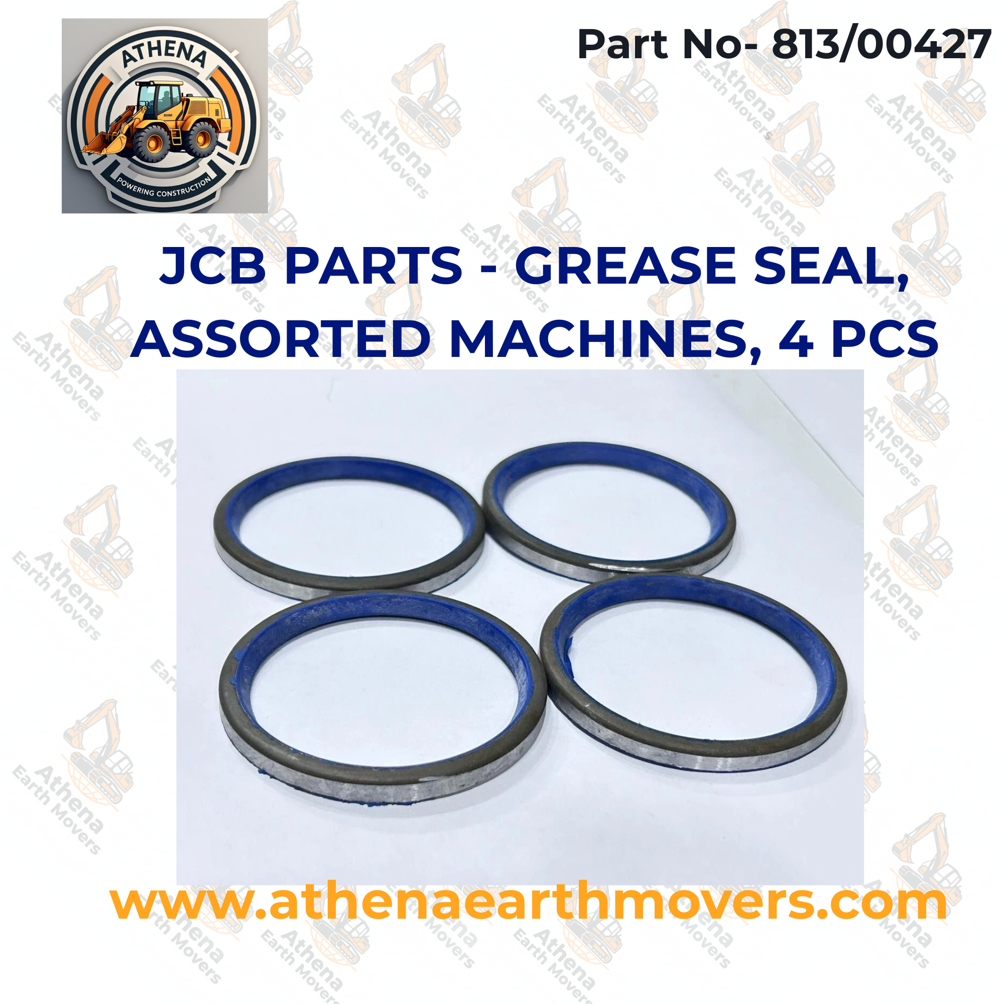 JCB PARTS - GREASE SEAL, ASSORTED MACHINES, 4 PCS. (PART NO. 813/00427)