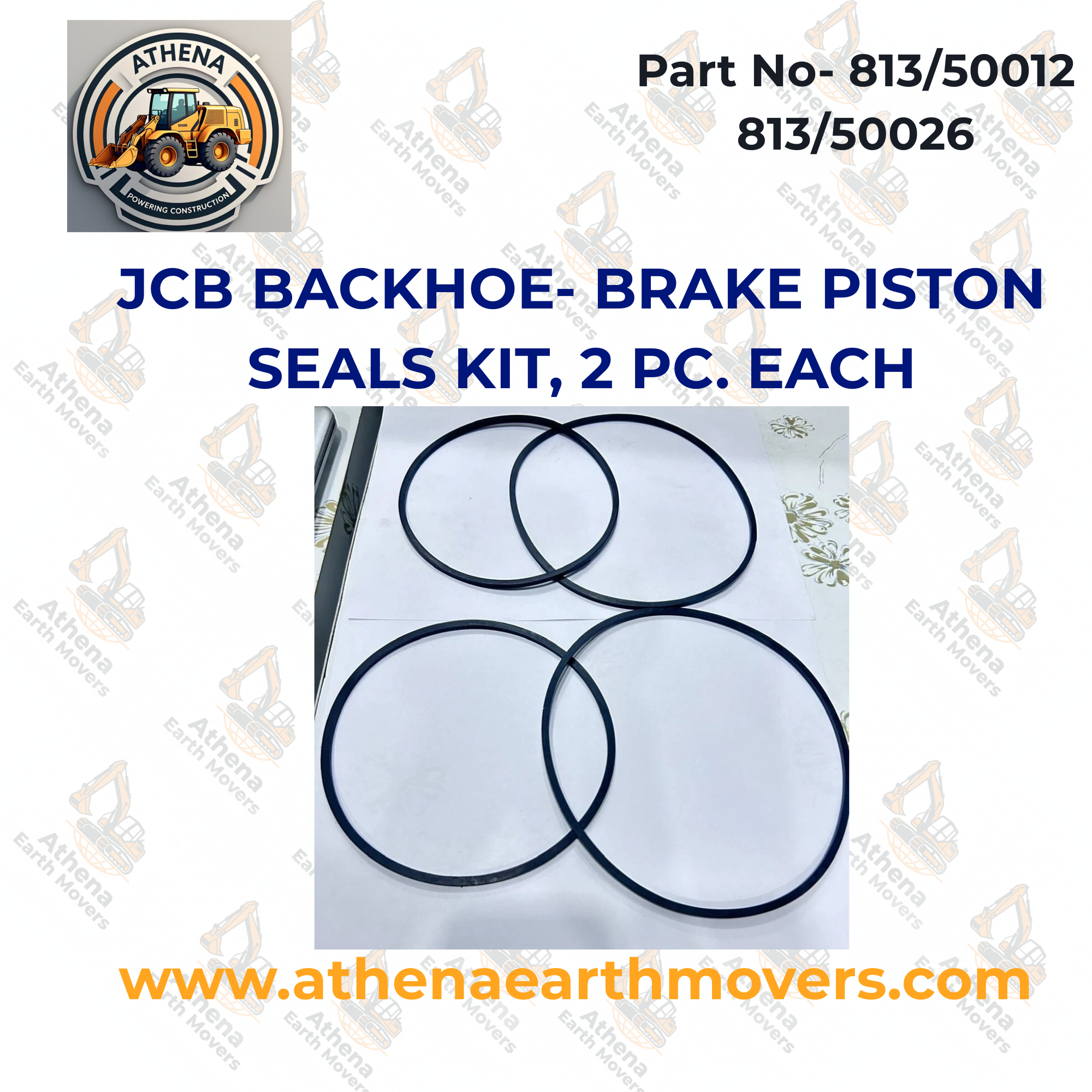JCB BACKHOE- BRAKE PISTON SEALS KIT, 2 PC. EACH (PART NO. 813/50012 813/50026)