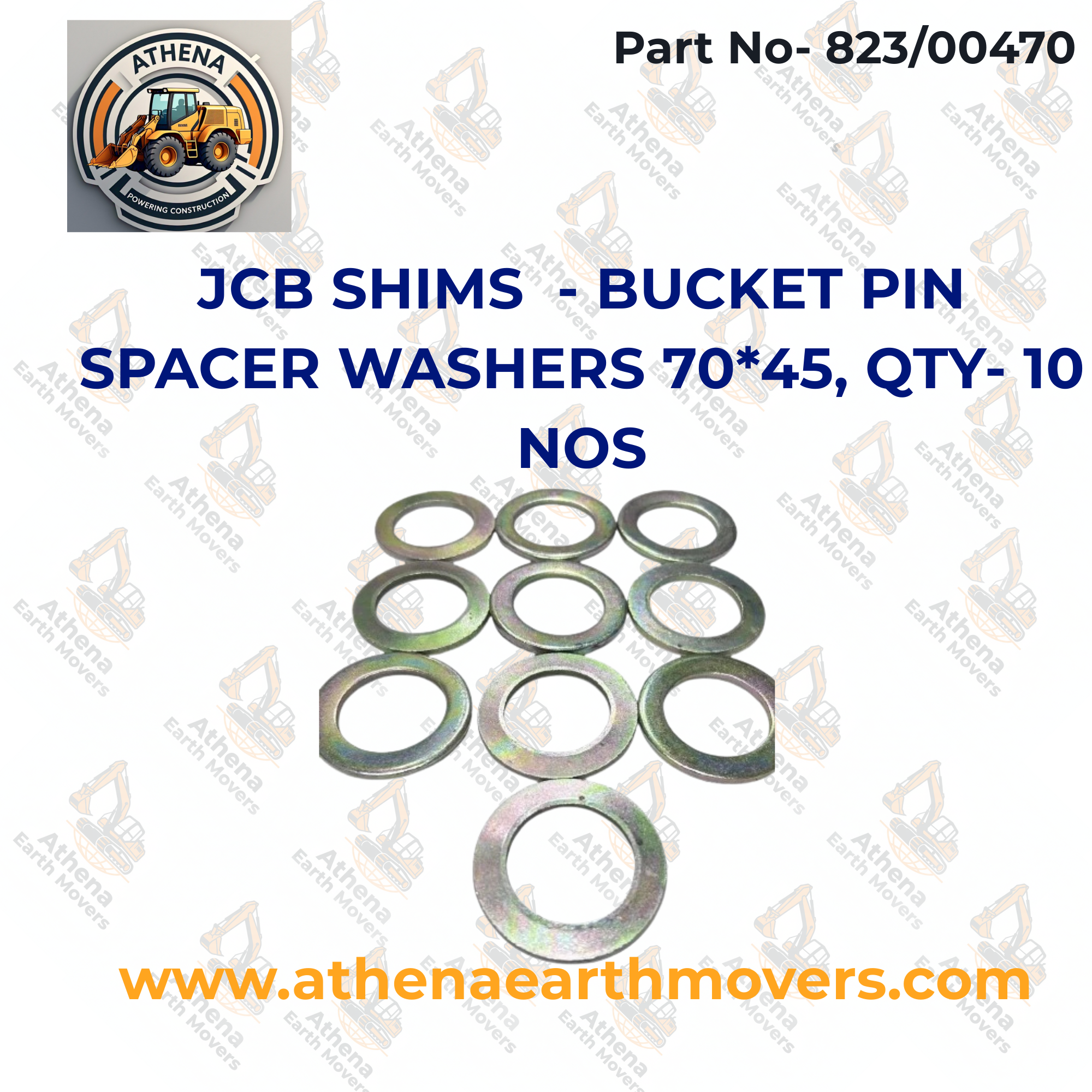 JCB SHIMS 823/00470 - BUCKET PIN SPACER WASHERS 70*45, QTY- 10 NOS