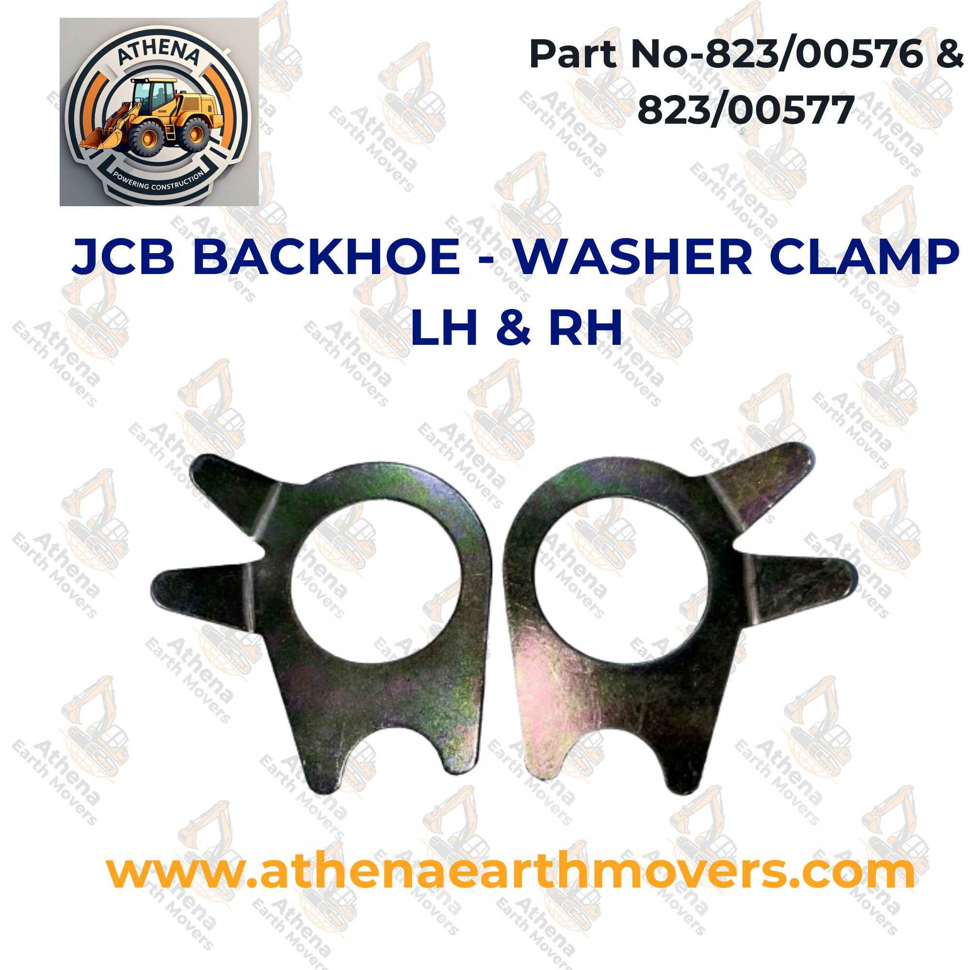 JCB BACKHOE - WASHER CLAMP LH & RH (PART NO.823/00576 & 823/00577)