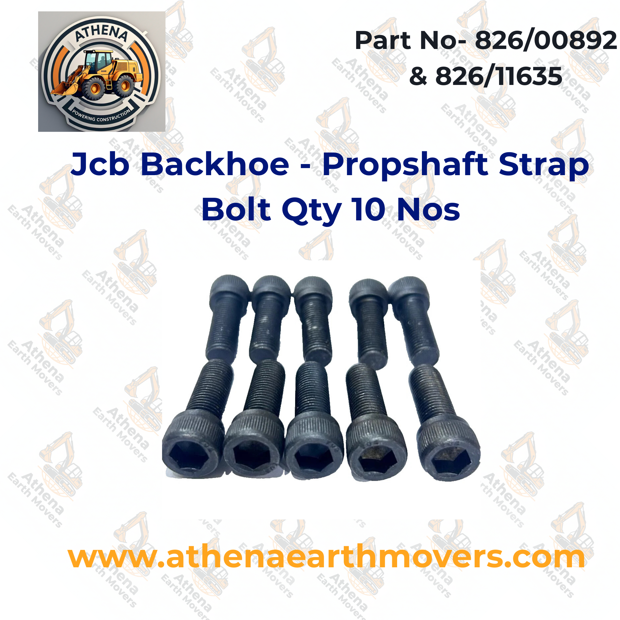 Jcb Backhoe Parts Propshaft Strap Bolt Qty 10 Nos Part No. 826/00892 & 826/11635