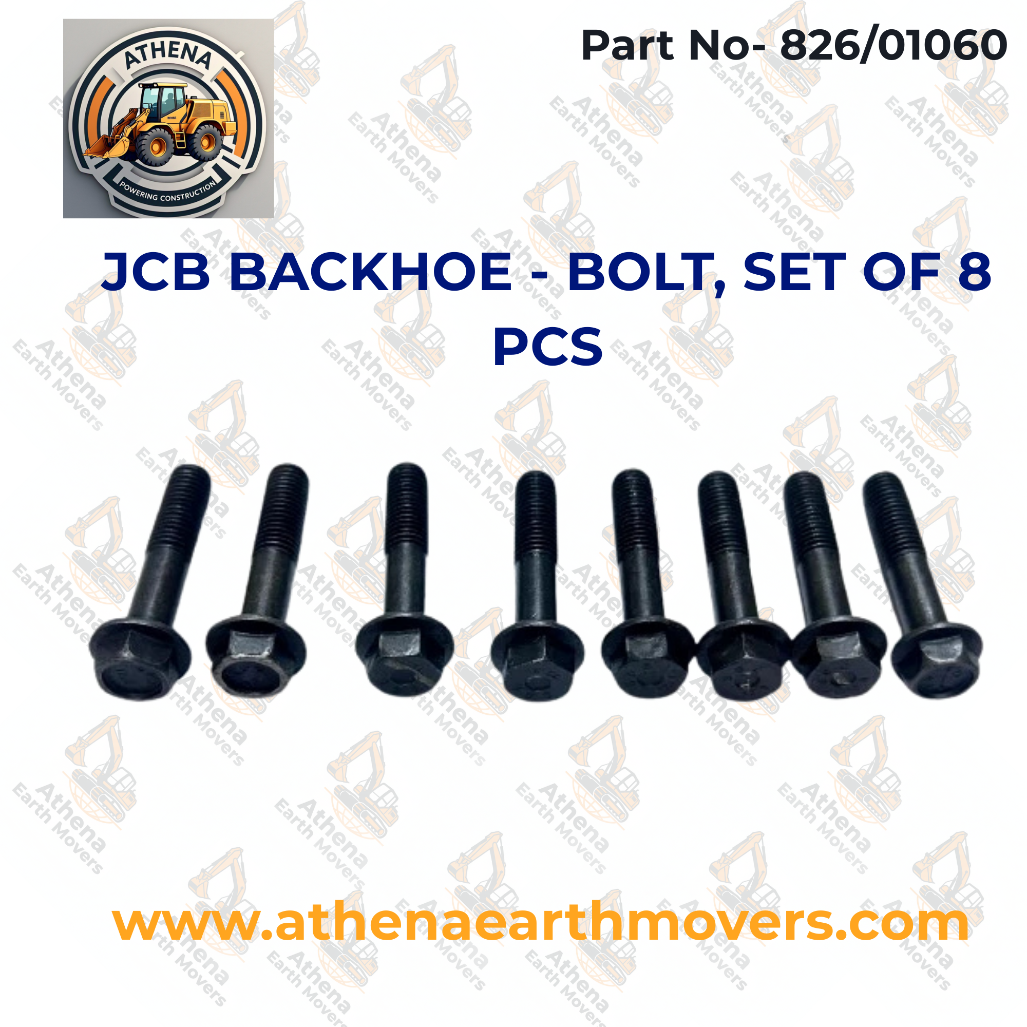 JCB BACKHOE - BOLT, SET OF 8 PCS. (PART NUMBER: 826/01060)