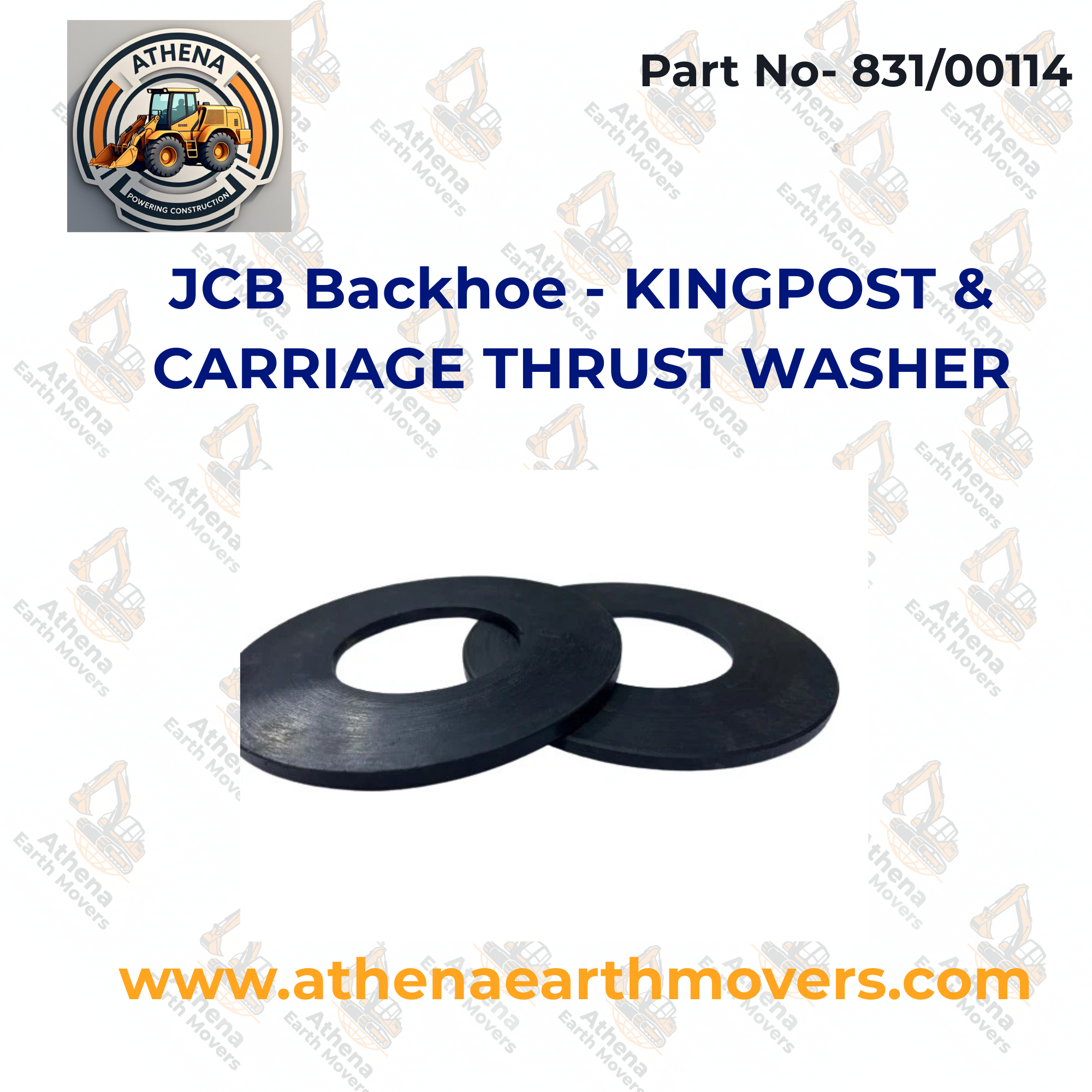 JCB Backhoe part KINGPOST & CARRIAGE THRUST WASHER (PART NO. 831/00114)