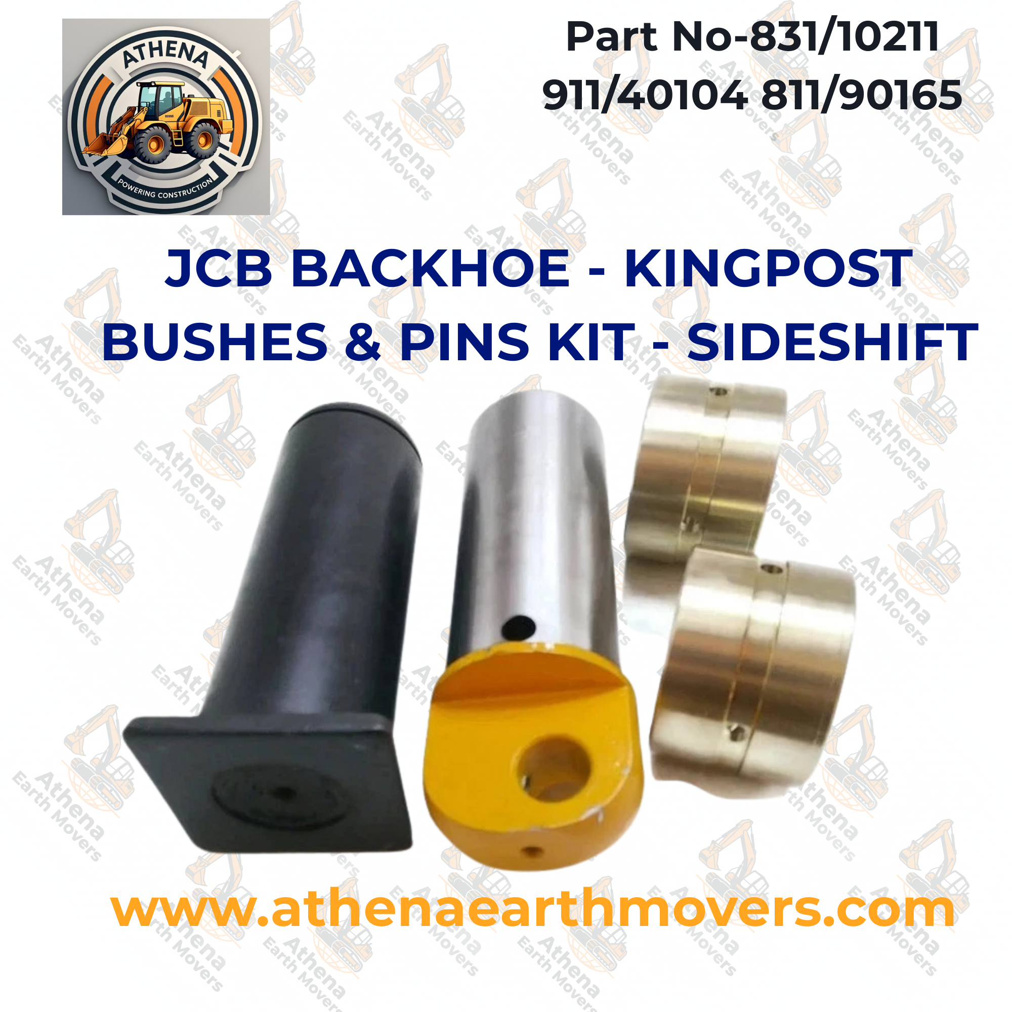 JCB BACKHOE - KINGPOST BUSHES & PINS KIT - SIDESHIFT (831/10211 911/40104 811/90165)