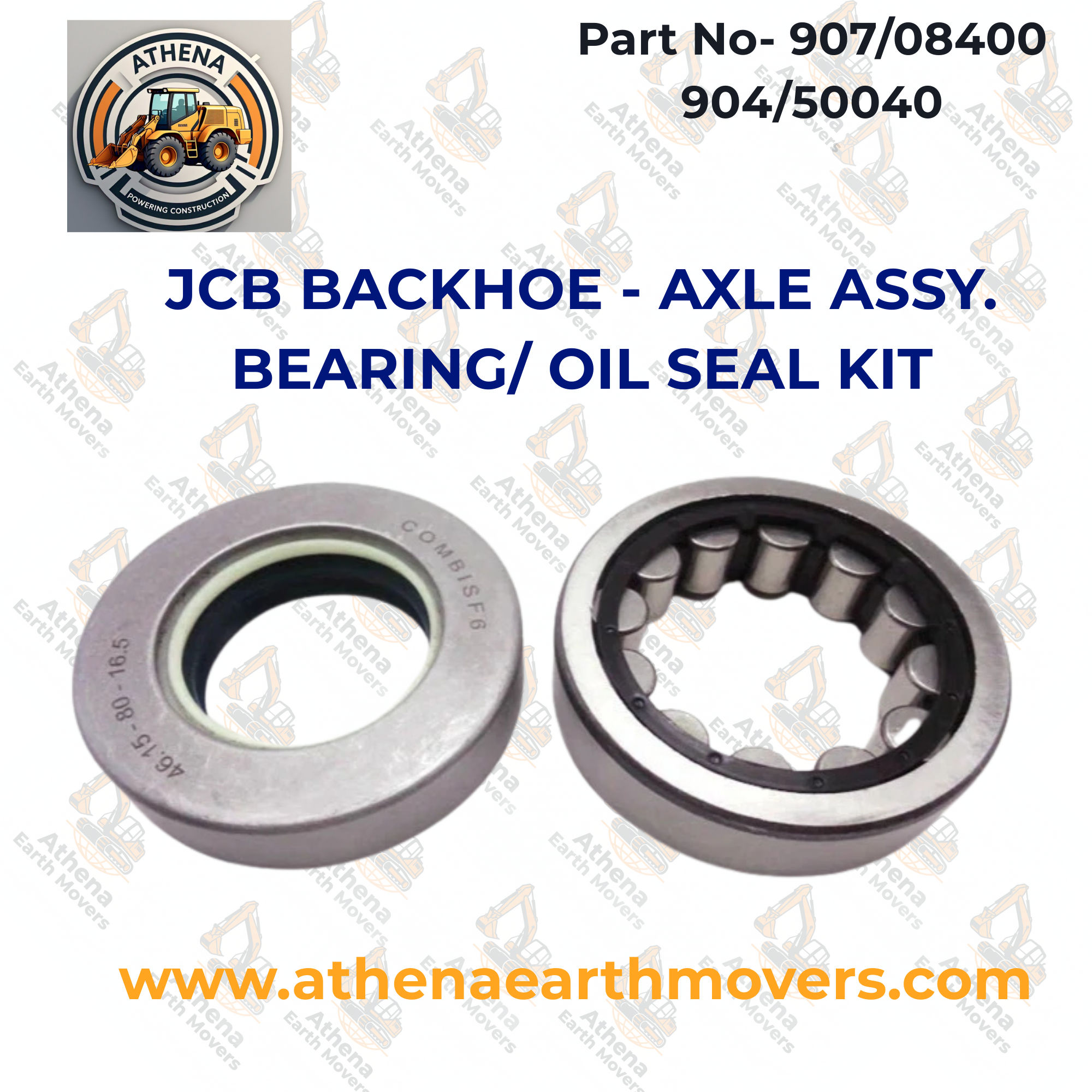 JCB BACKHOE - AXLE ASSY. BEARING/ OIL SEAL KIT (PART NO. 907/08400 904/50040)