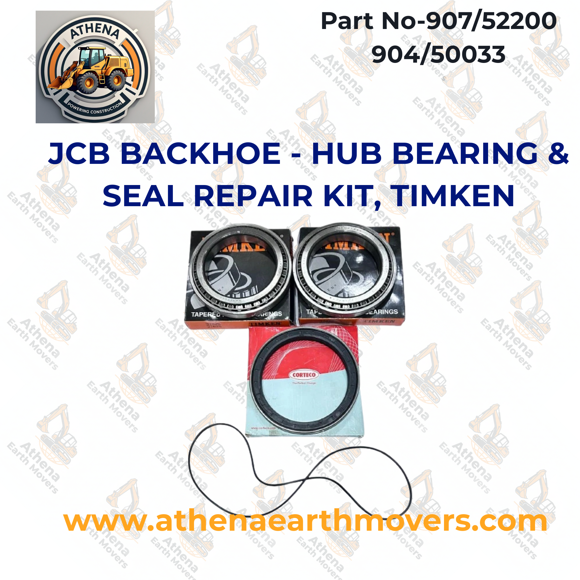 JCB BACKHOE - HUB BEARING & SEAL REPAIR KIT, TIMKEN (PART # 907/52200 904/50033)