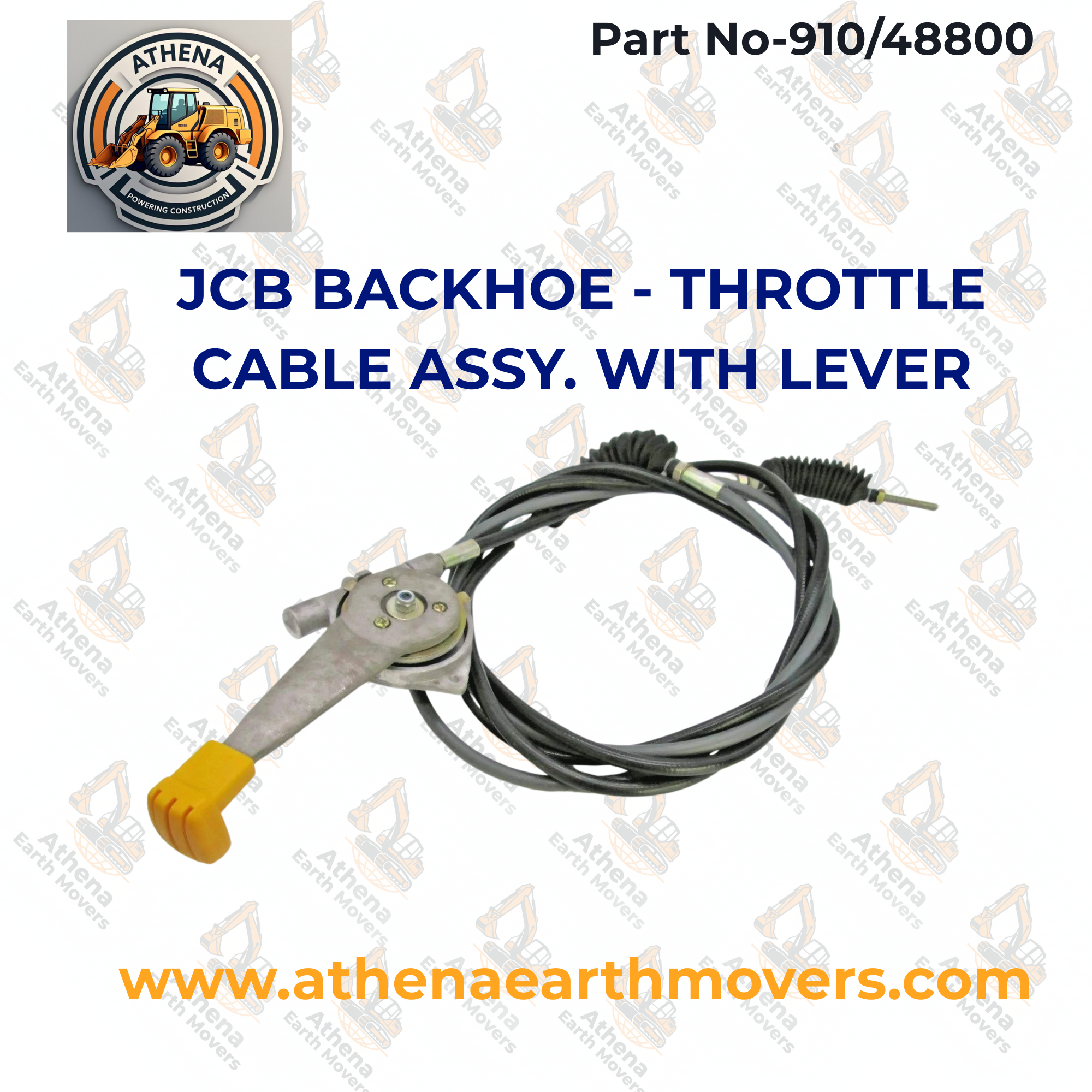 JCB BACKHOE - THROTTLE CABLE ASSY. WITH LEVER (PART NO. 910/48800)