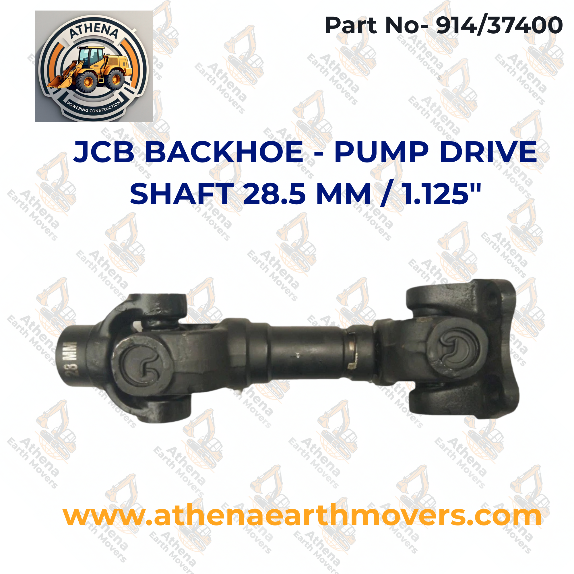 JCB BACKHOE - PUMP DRIVE SHAFT 28.5 MM / 1.125" (PART NO. 914/37400)