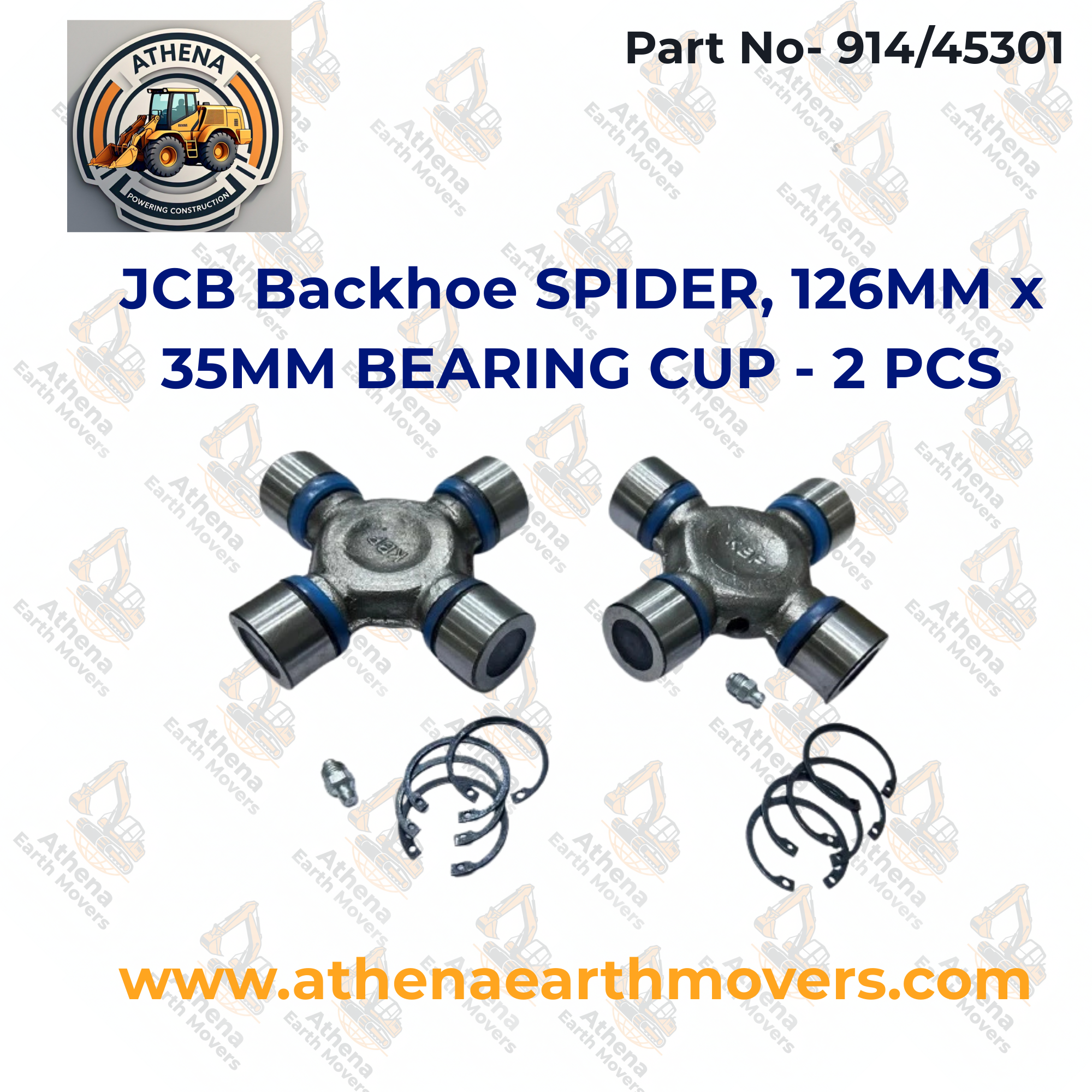 JCB Backhoe SPIDER, 126MM x 35MM BEARING CUP - 2 PCS. (PART NO. 914/45301)