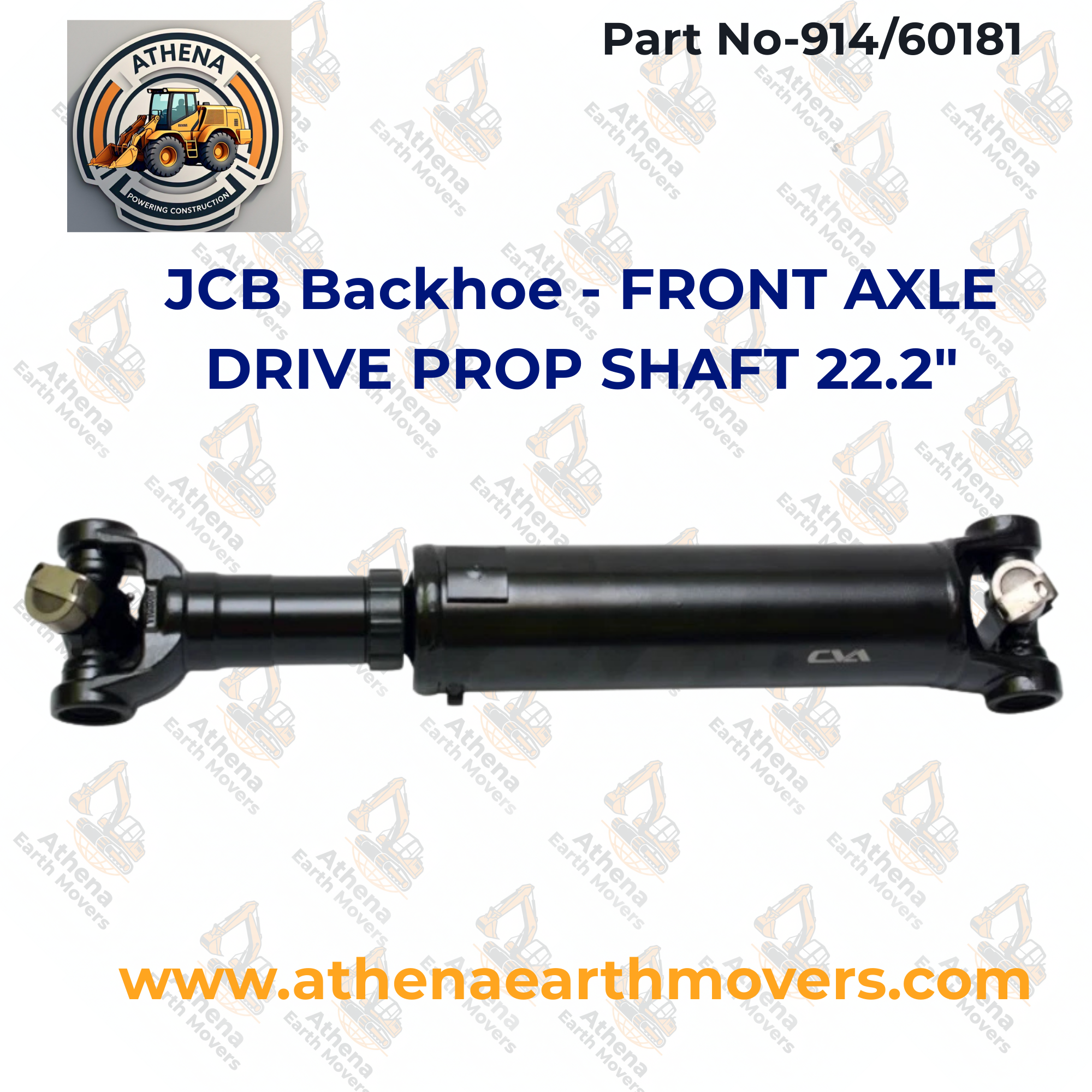 JCB Backhoe - FRONT AXLE DRIVE PROP SHAFT 22.2" (PART NO. 914/60181)