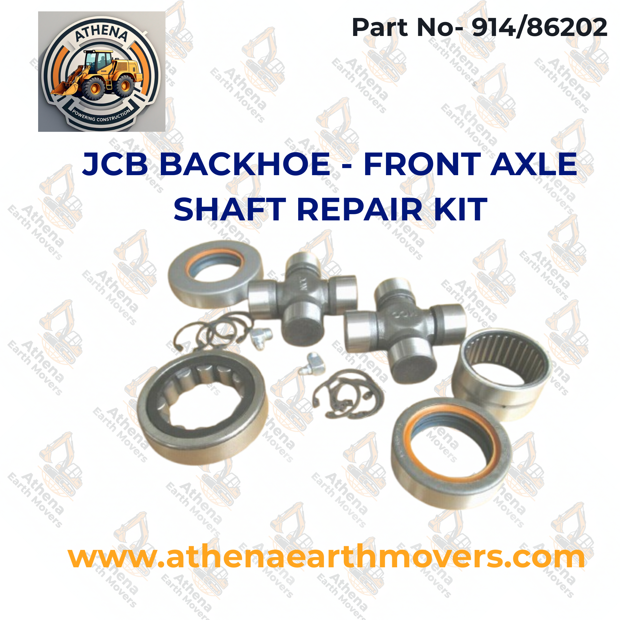 JCB BACKHOE - FRONT AXLE SHAFT REPAIR KIT (W. UNIVERSAL JOINT PART# 914/86202)