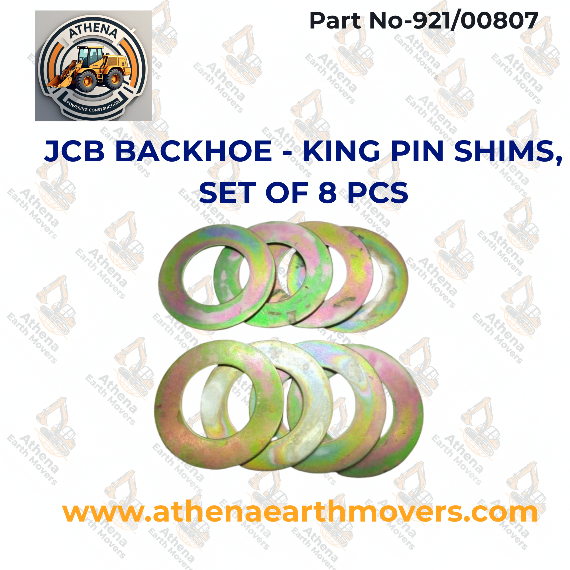 JCB BACKHOE - KING PIN SHIMS, SET OF 8 PCS. (PART NO. 921/00807)