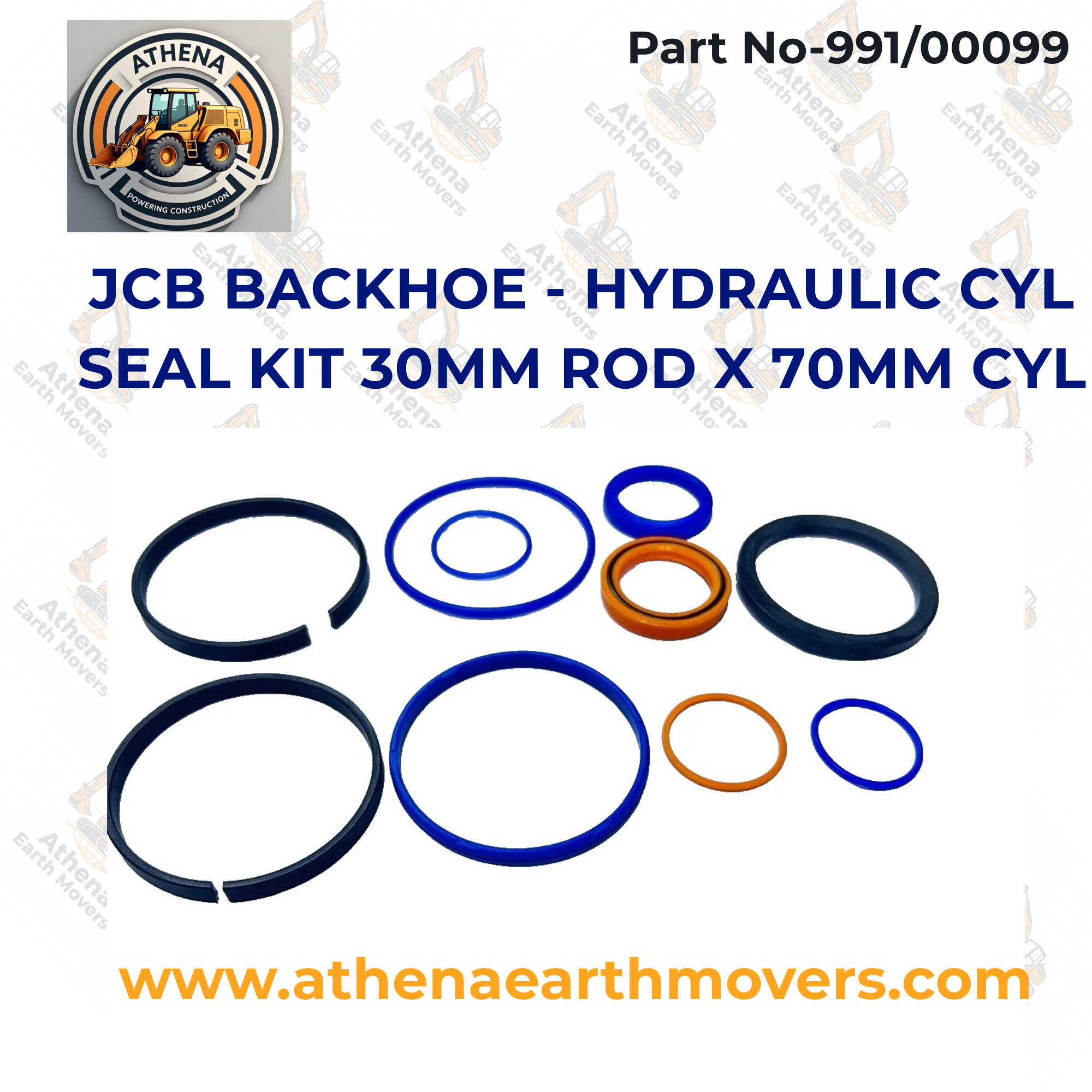 JCB BACKHOE - HYDRAULIC CYL SEAL KIT 30MM ROD X 70MM CYL (PART NO. 991/00099)