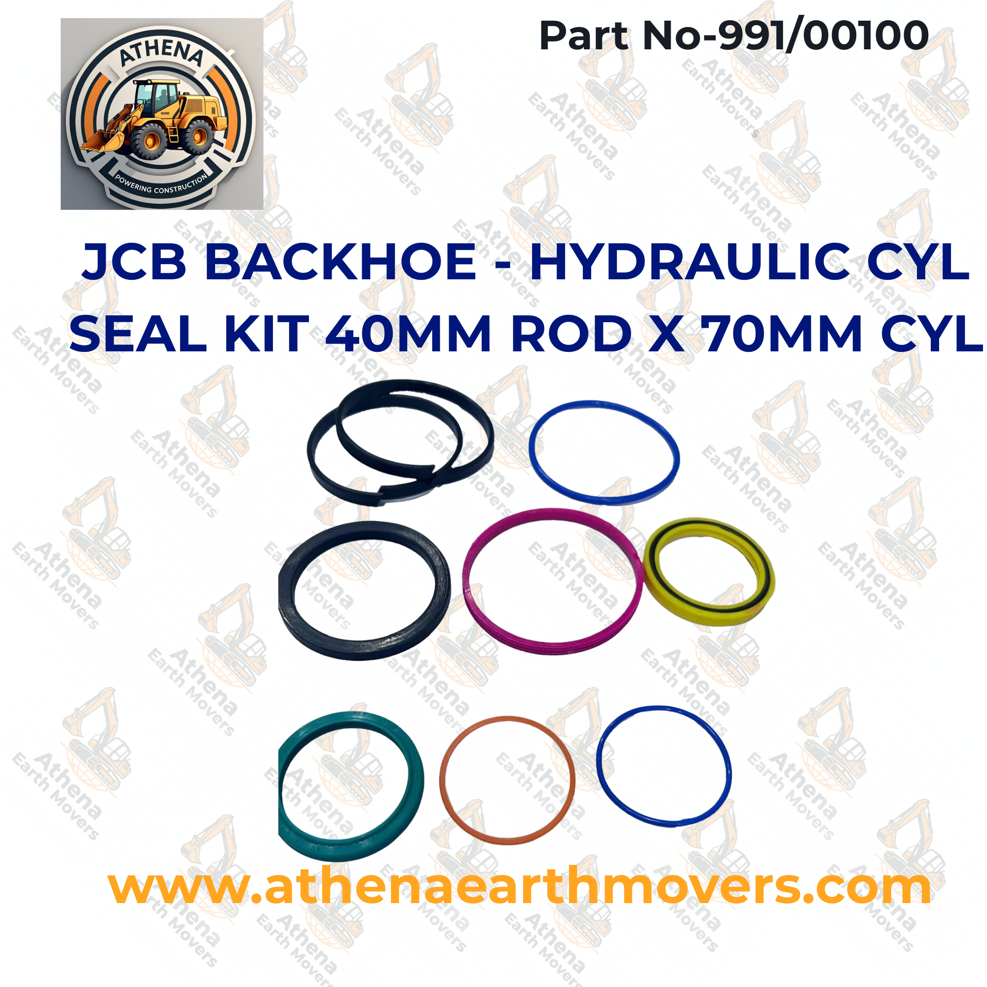 JCB BACKHOE - HYDRAULIC CYL SEAL KIT 40MM ROD X 70MM CYL (PART. 991/00100)