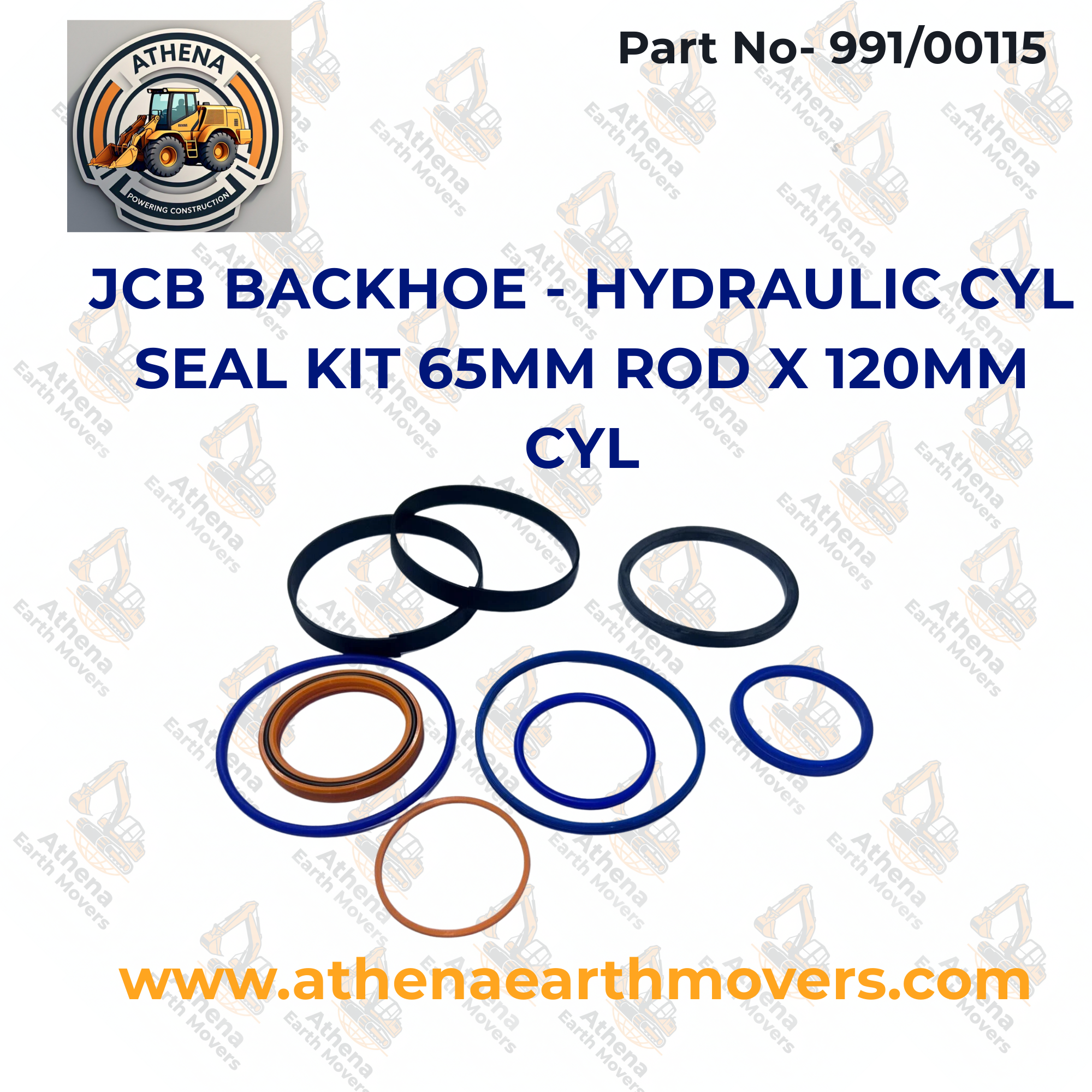 JCB BACKHOE - HYDRAULIC CYL SEAL KIT 65MM ROD X 120MM CYL (PART NO. 991/00115)