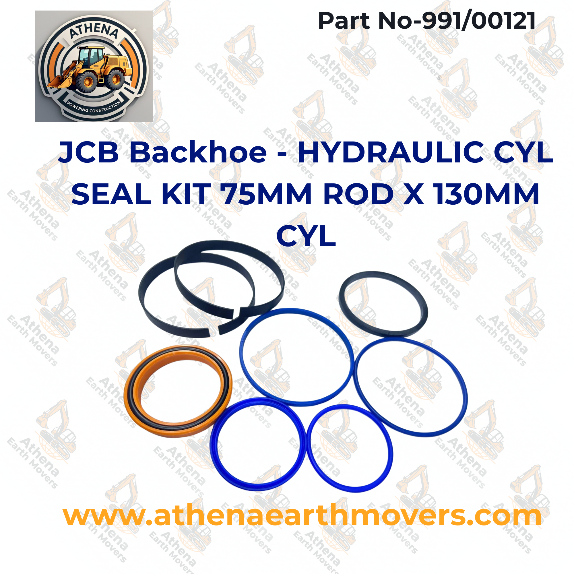 JCB Backhoe - HYDRAULIC CYL SEAL KIT 75MM ROD X 130MM CYL (PART NO. 991/00121)