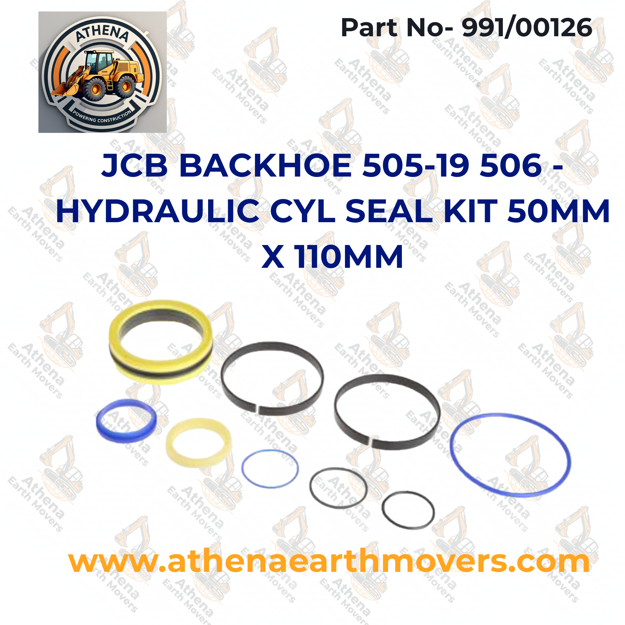 JCB BACKHOE 505-19 506 - HYDRAULIC CYL SEAL KIT 50MM X 110MM (PART: 991/00126)