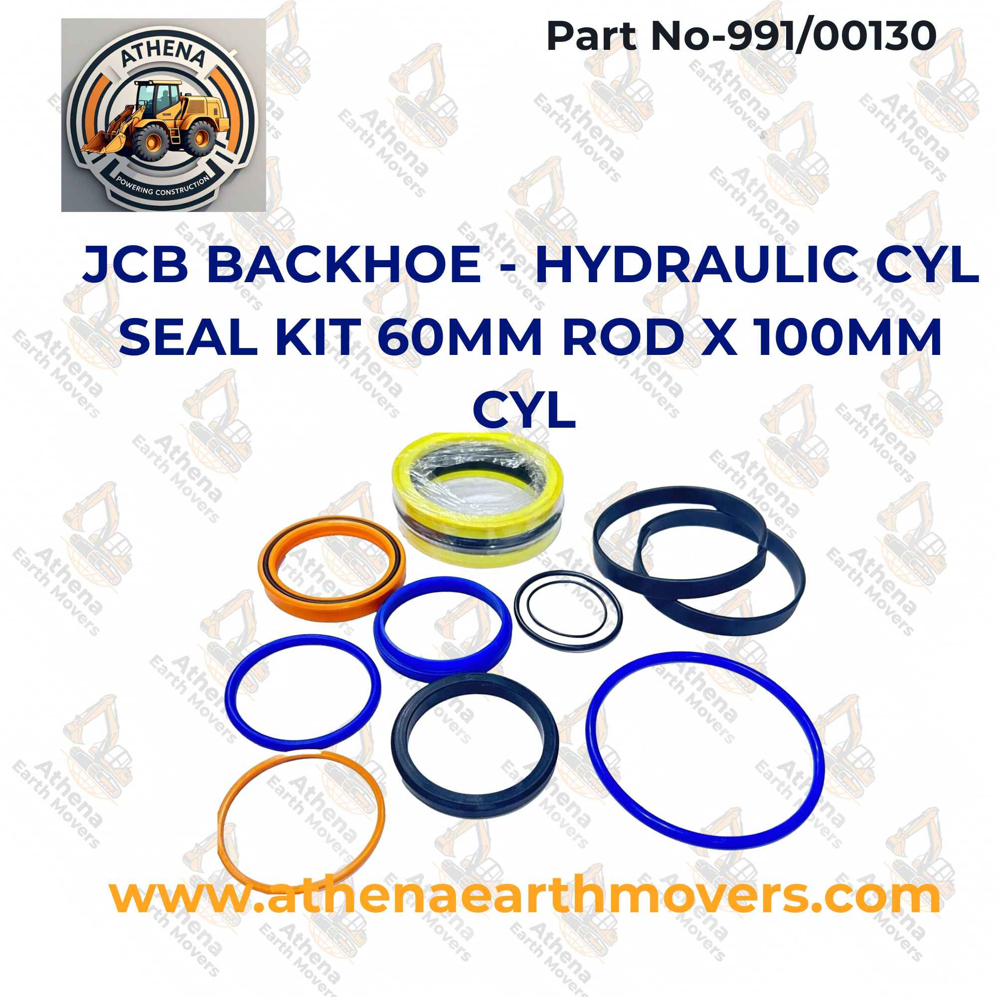 JCB BACKHOE - HYDRAULIC CYL SEAL KIT 60MM ROD X 100MM CYL (PART. 991/00130)
