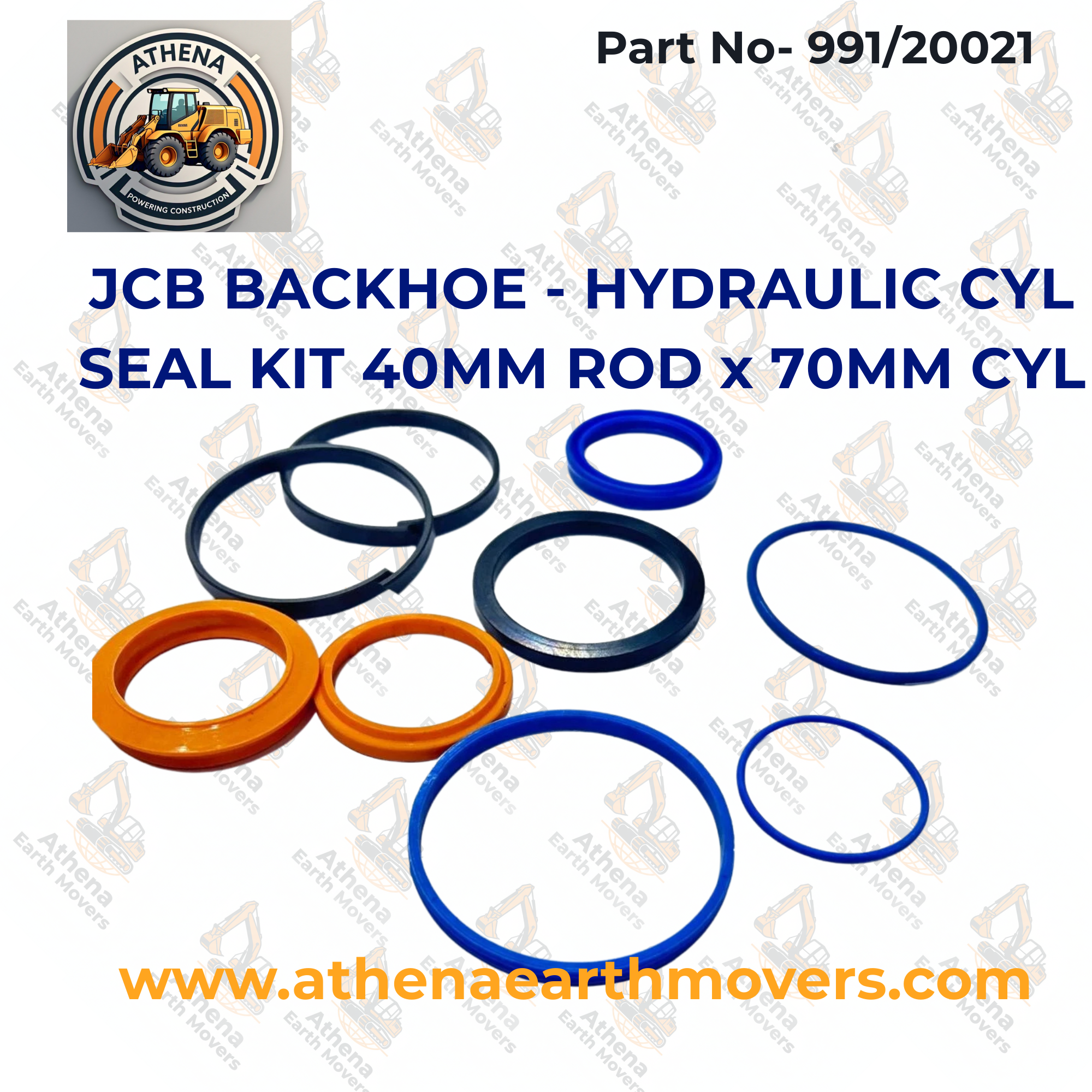 JCB BACKHOE - HYDRAULIC CYL SEAL KIT 40MM ROD x 70MM CYL (PART NO. 991/20021)