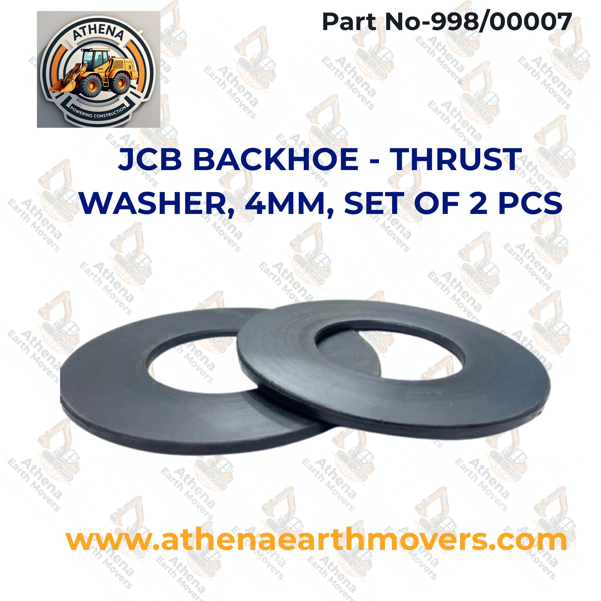 JCB BACKHOE - THRUST WASHER, 4MM, SET OF 2 PCS. (PART NO. 998/00007)