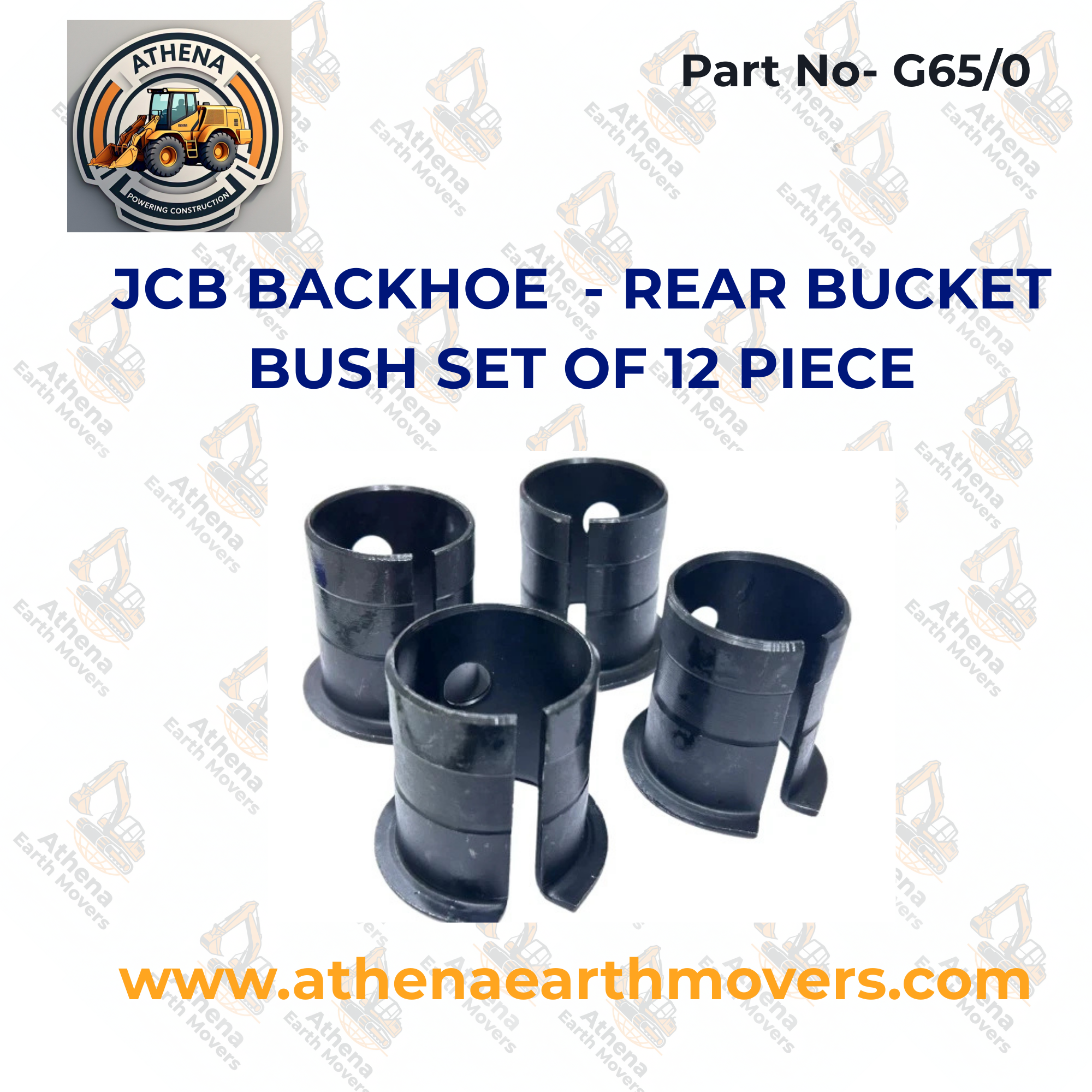 JCB BACKHOE PARTS - REAR BUCKET BUSH SET OF 12 PIECE (PART NUMBER: G65/0)