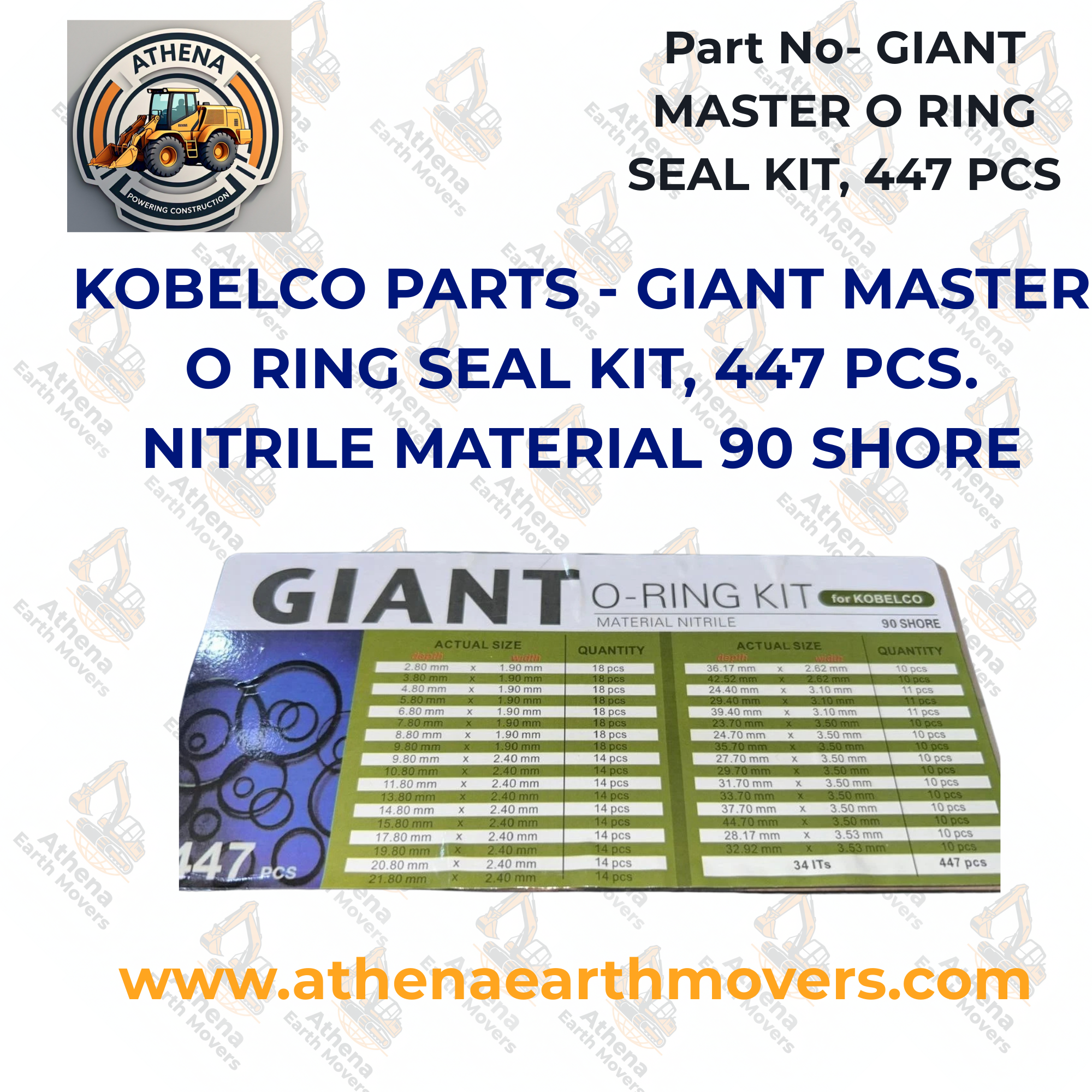KOBELCO PARTS - GIANT MASTER O RING SEAL KIT, 447 PCS. NITRILE MATERIAL 90 SHORE