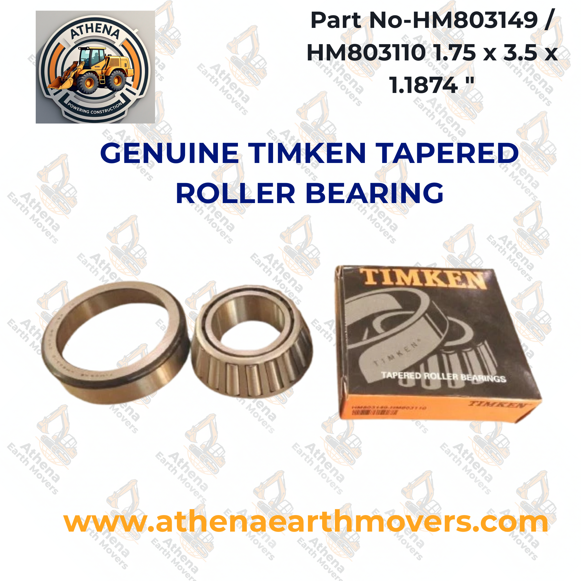 GENUINE TIMKEN TAPERED ROLLER BEARING HM803149 / HM803110 1.75 x 3.5 x 1.1874 "
