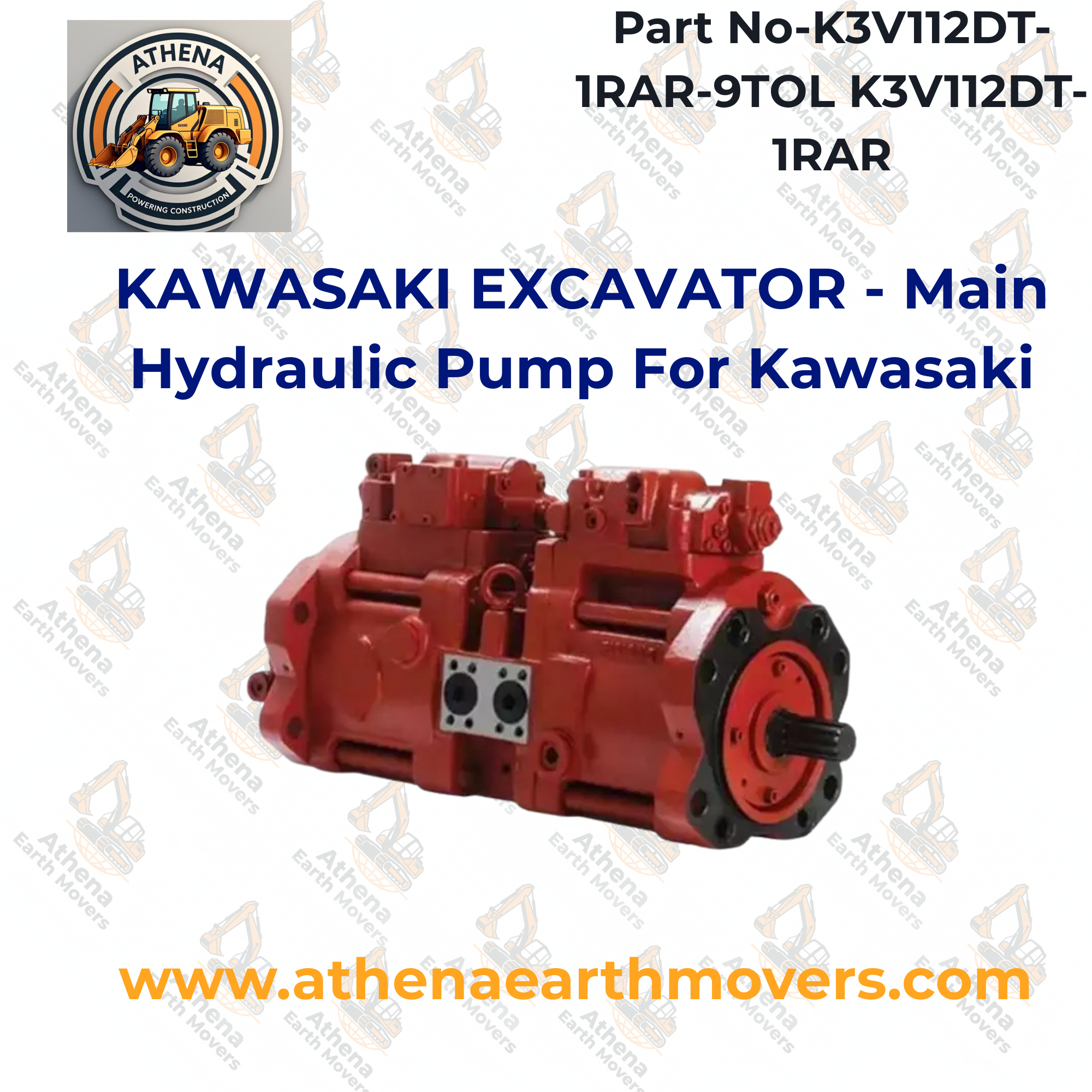 KAWASAKI EXCAVATOR - Main Hydraulic Pump For Kawasaki K3V112DT-1RAR-9TOL K3V112DT-1RAR Excavator