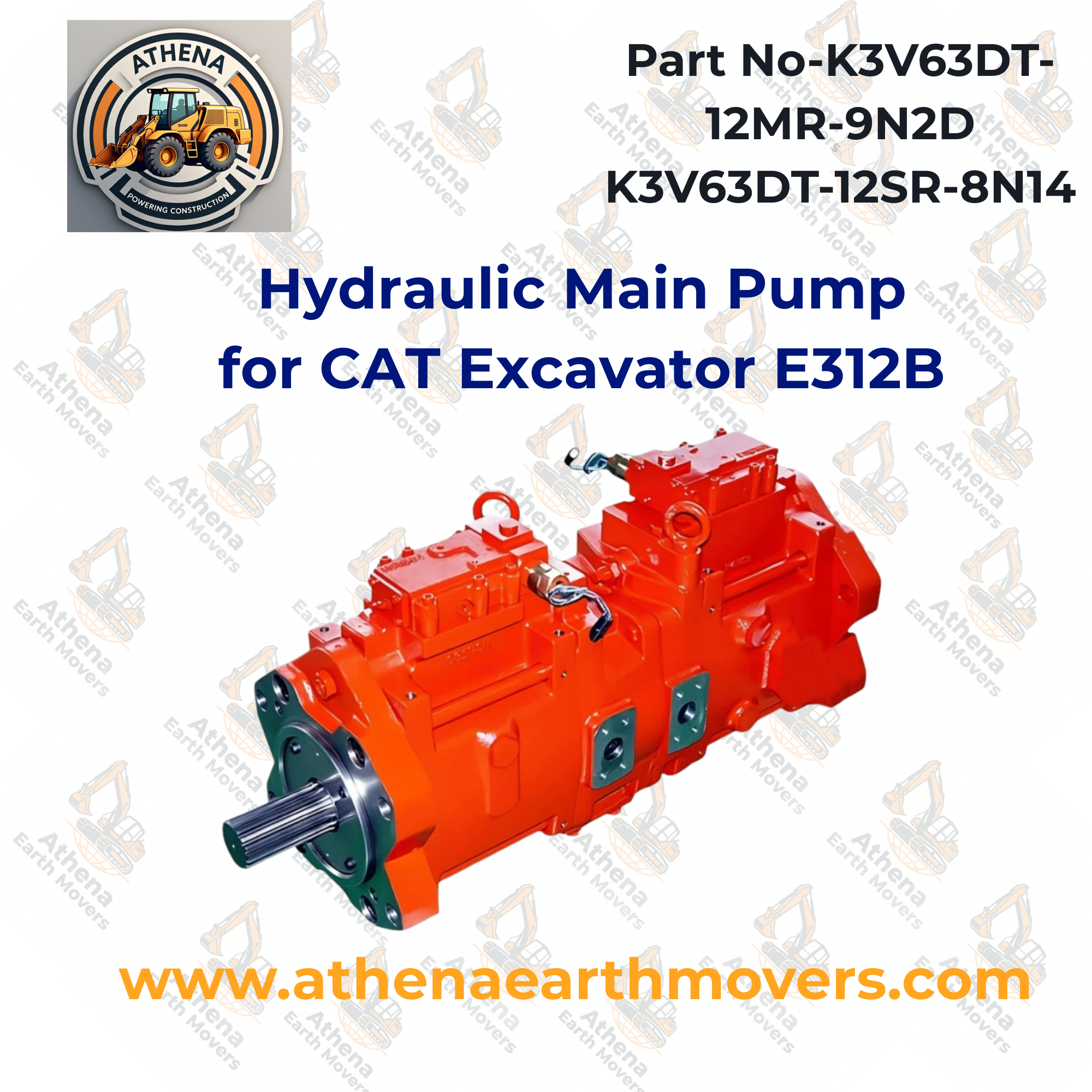 Hydraulic Main Pump K3V63DT-12MR-9N2D K3V63DT-12SR-8N14 for CAT Excavator E312B