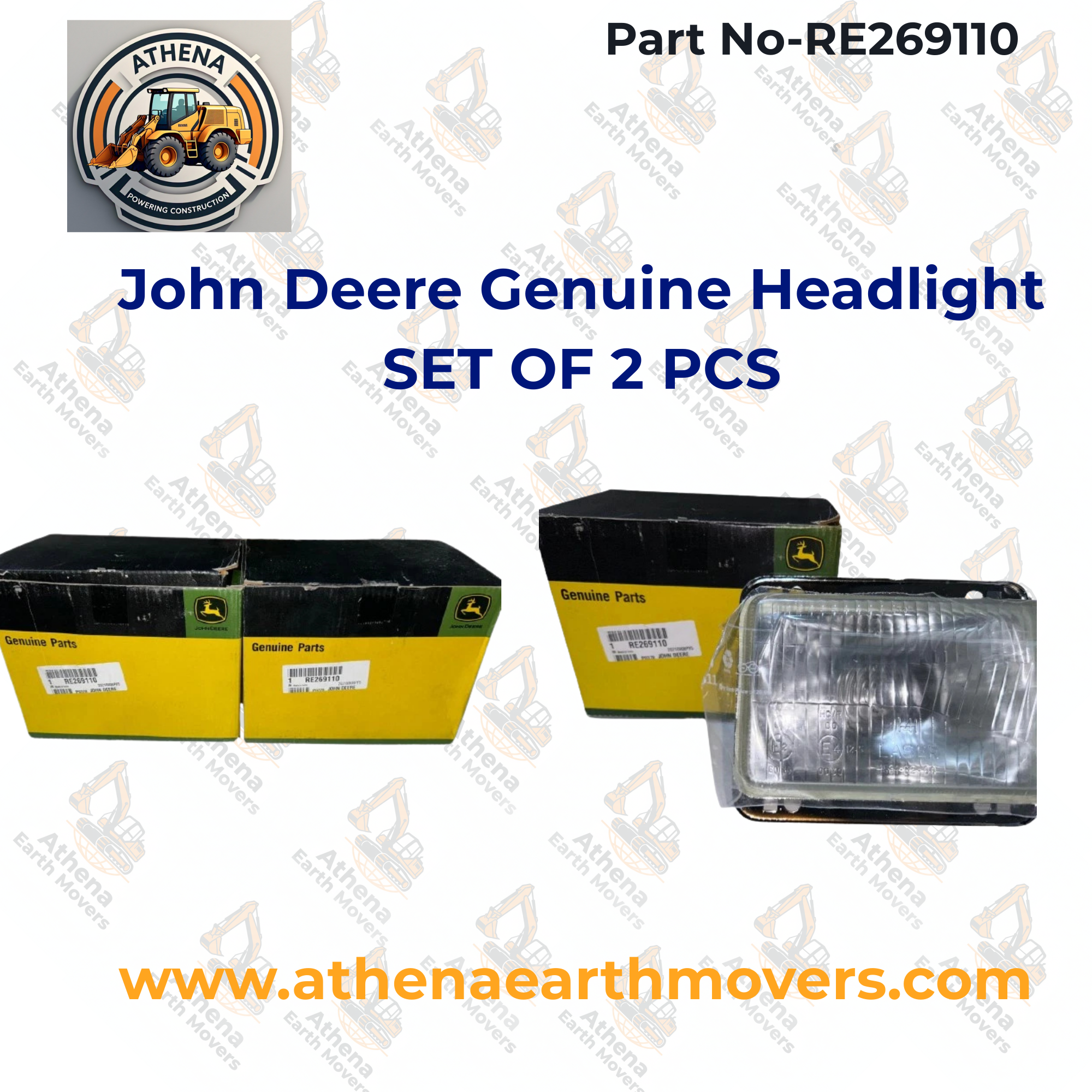 John Deere Genuine Headlight RE269110 5045D, 5045E, 5055E, 5075E. SET OF 2 PCS