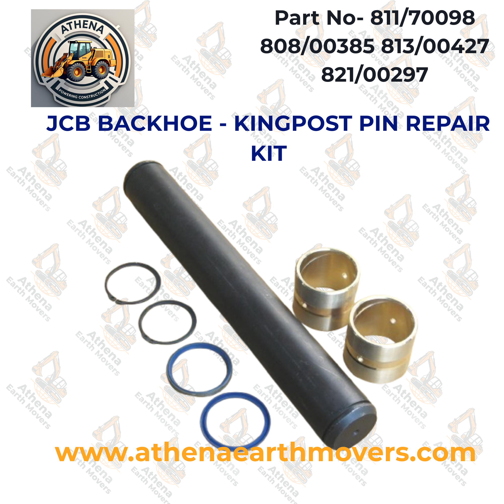 JCB BACKHOE - KINGPOST PIN REPAIR KIT (811/70098 808/00385 813/00427 821/00297)