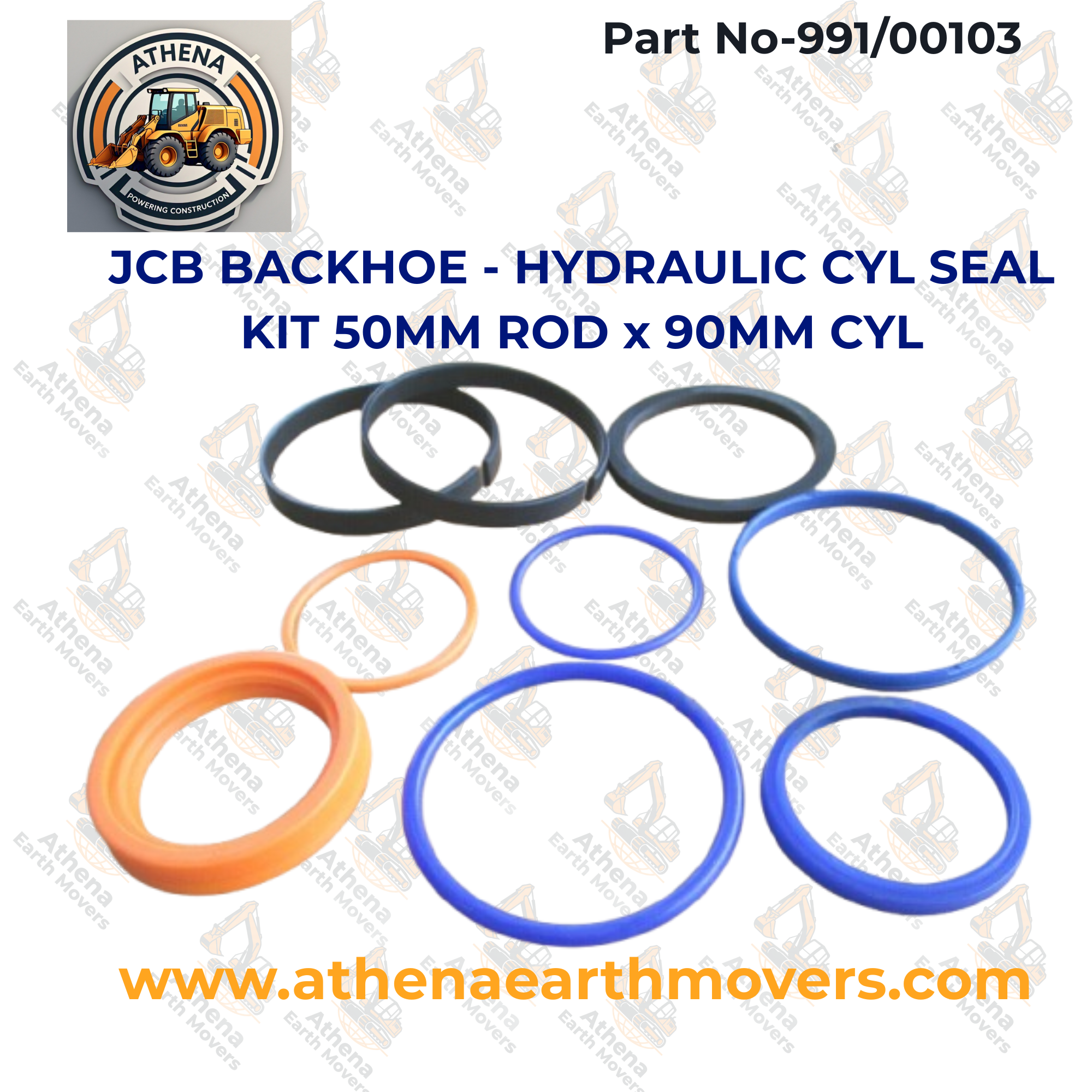 JCB BACKHOE - HYDRAULIC CYL SEAL KIT 50MM ROD x 90MM CYL (PART NO. 991/00103)